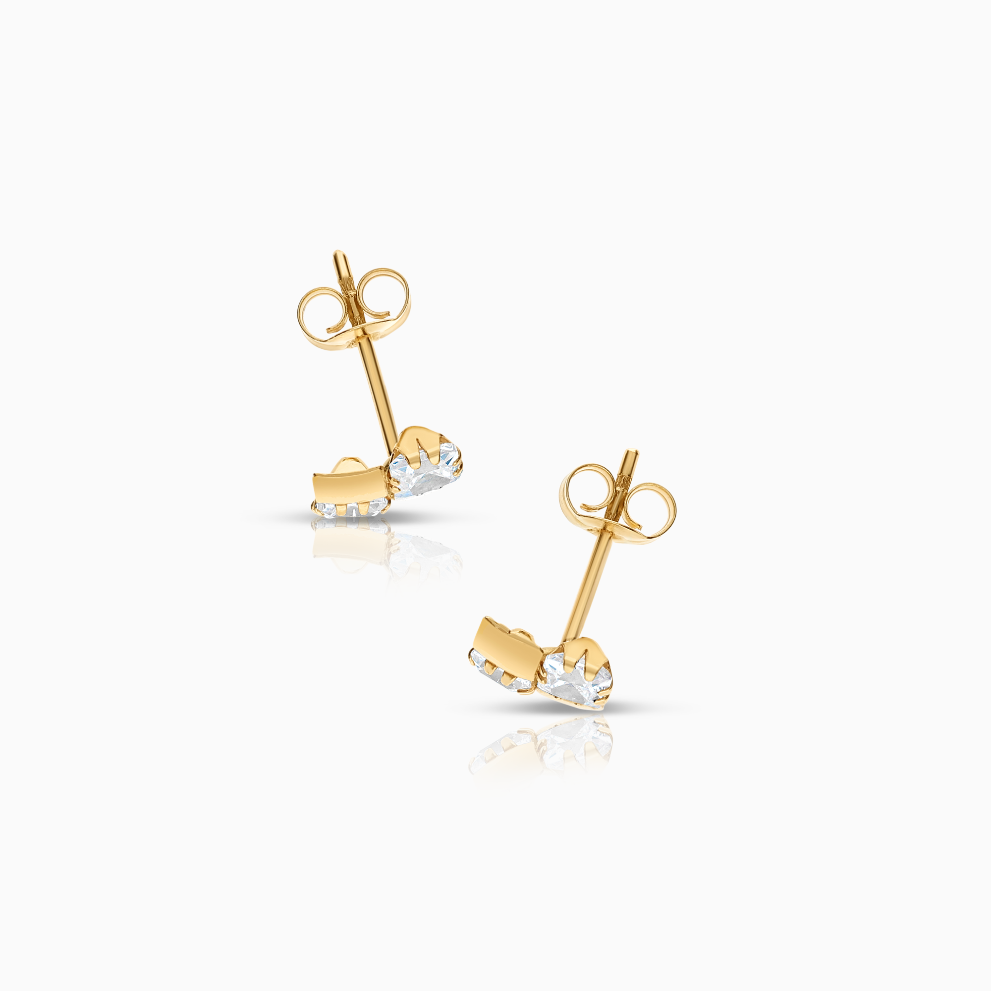Gold earrings with white stones 0.78g 18K gold