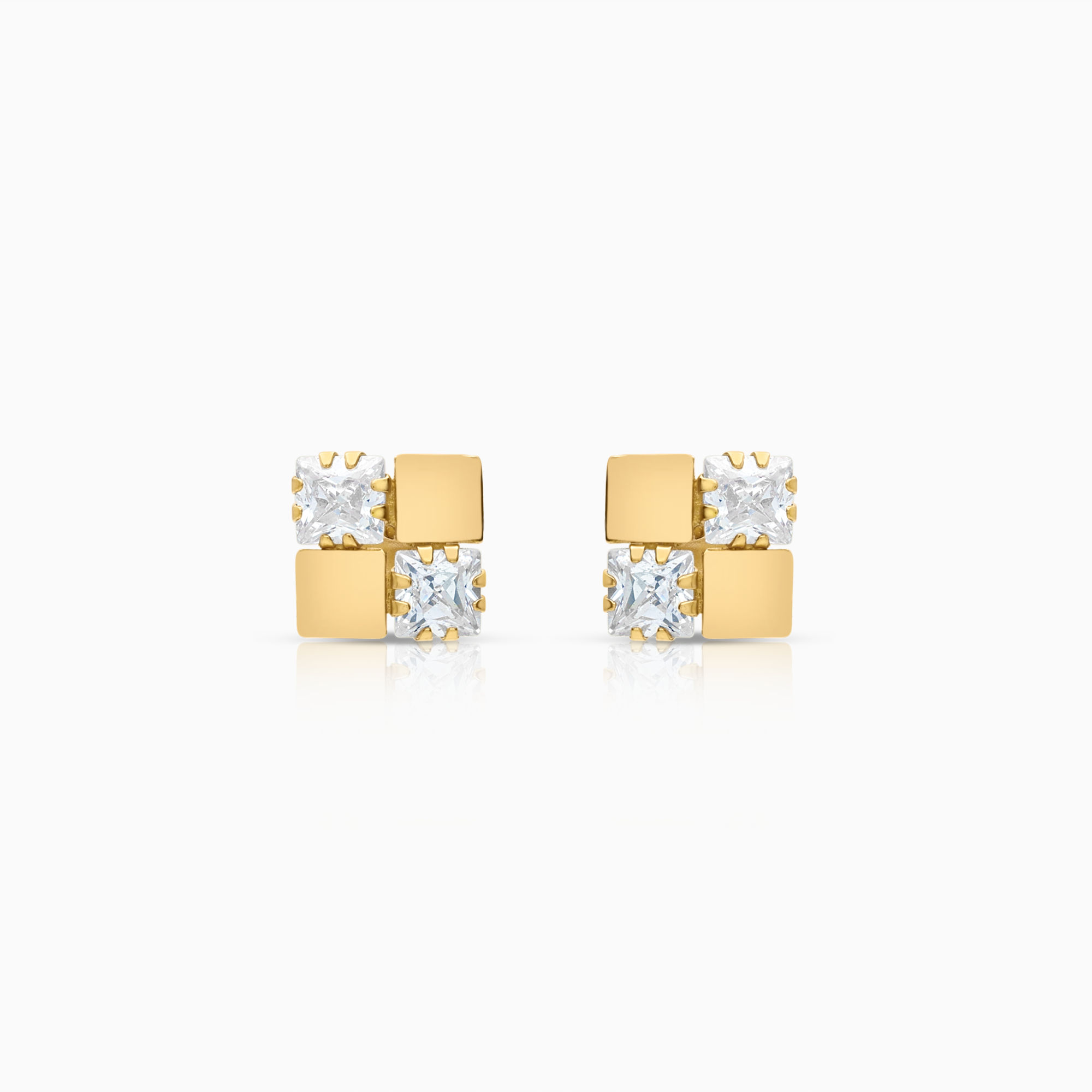 Gold earrings with white stones 0.78g 18K gold