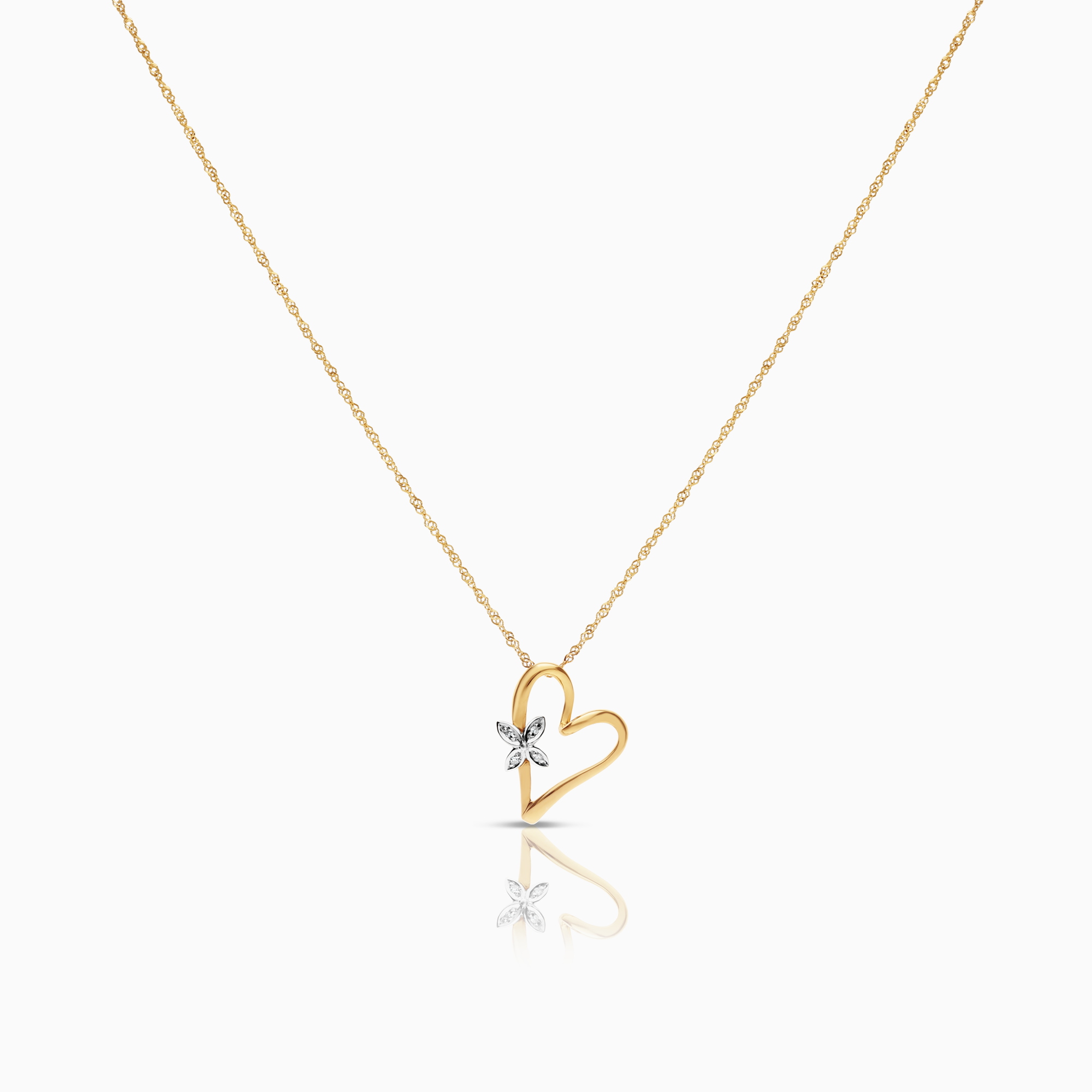 Necklace with heart pendant 0.02ct 18K gold