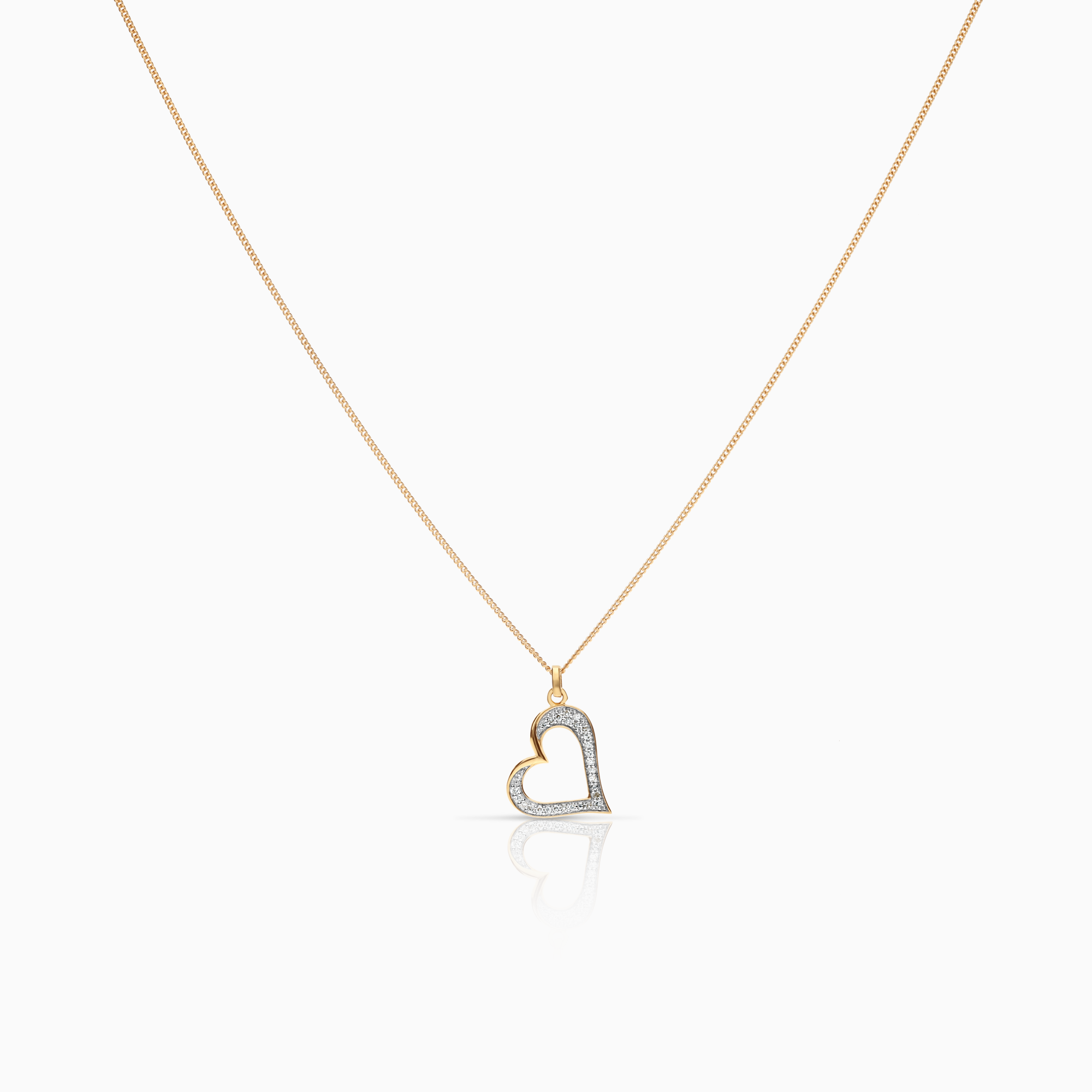 Necklace with heart pendant 0.14ct 18K gold
