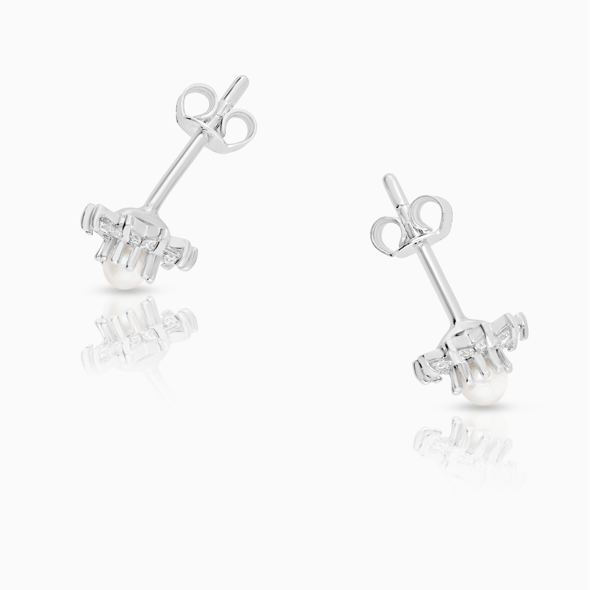 Diamond earrings with pearls 1.78g 18K white gold