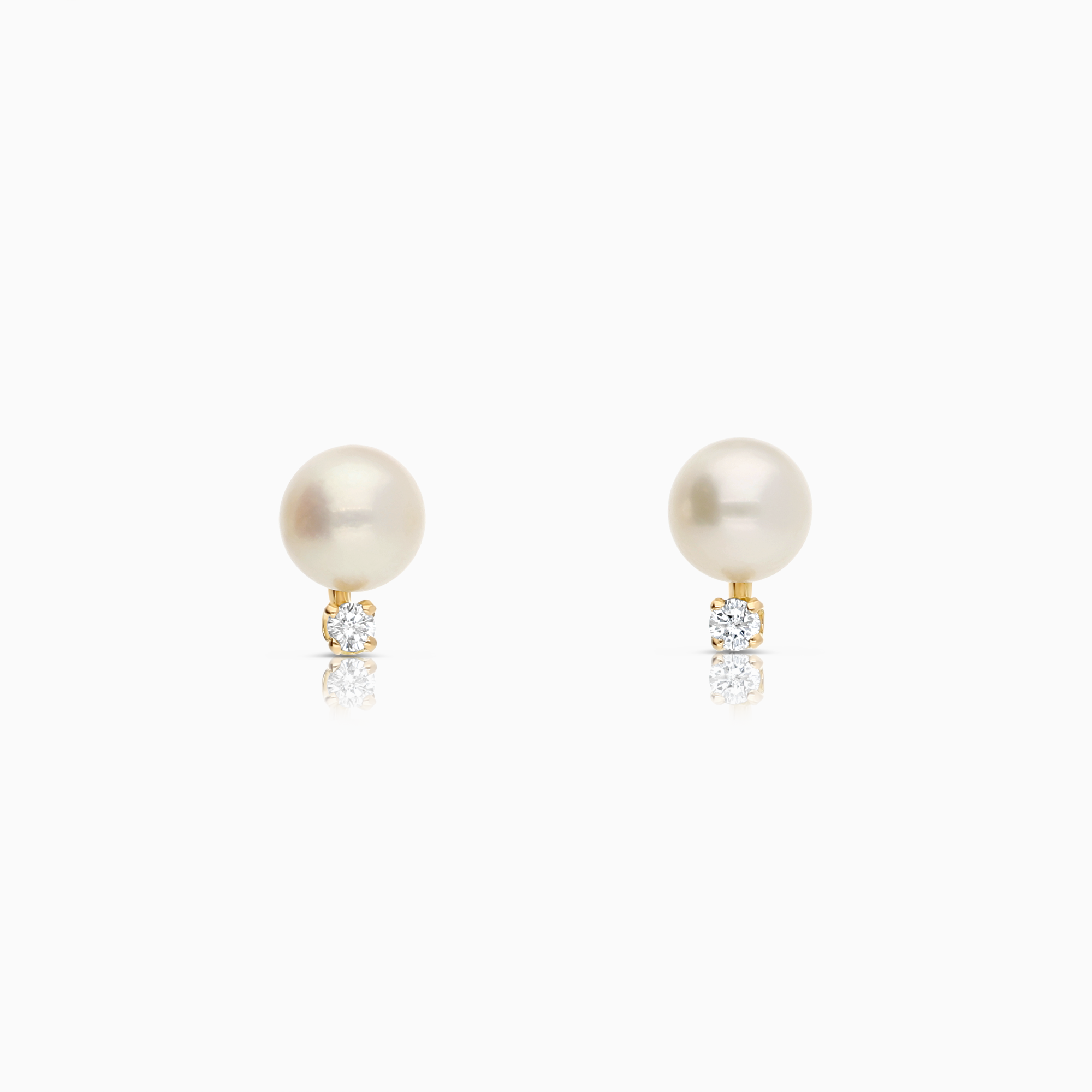 Diamantøredobber med perler 0,08ct 18K gull