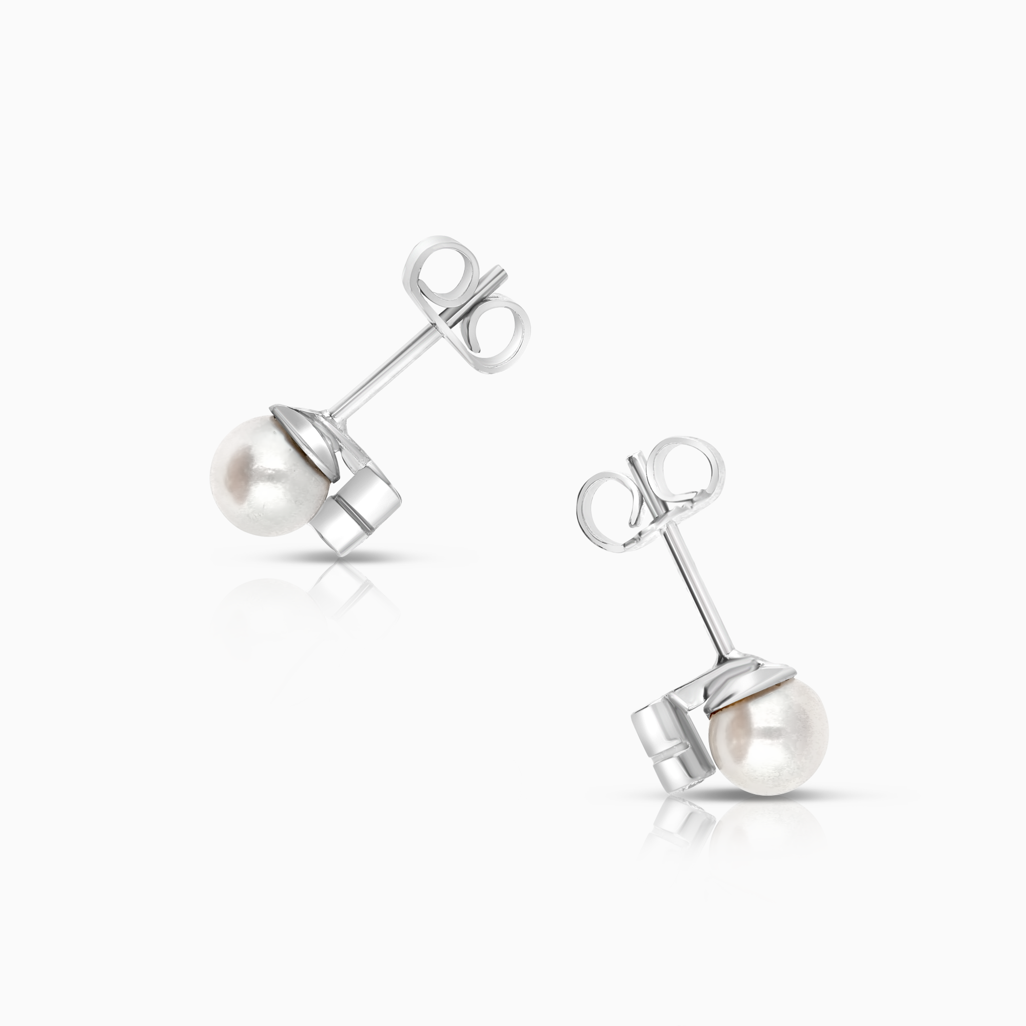 Diamond earrings with pearls 0.04ct 18K white gold