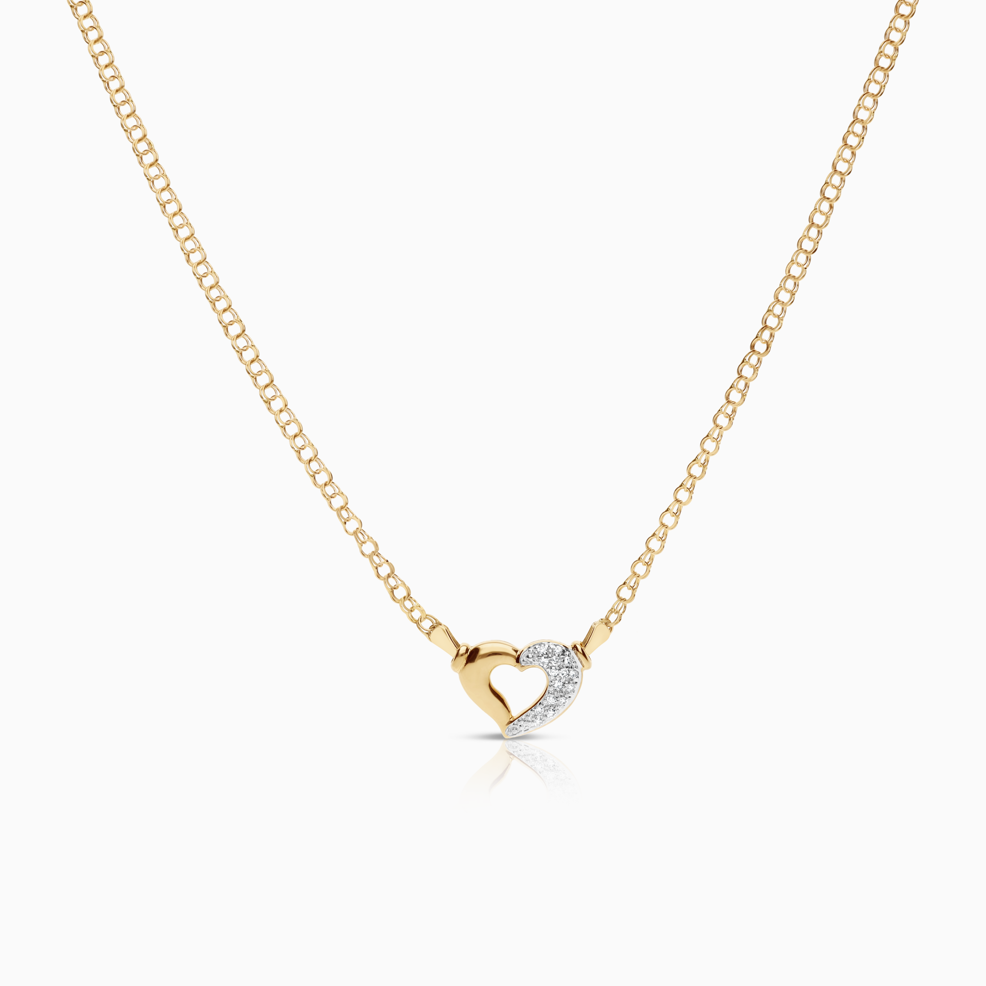 Necklace with Heart Pendant 0.07ct 18K Gold