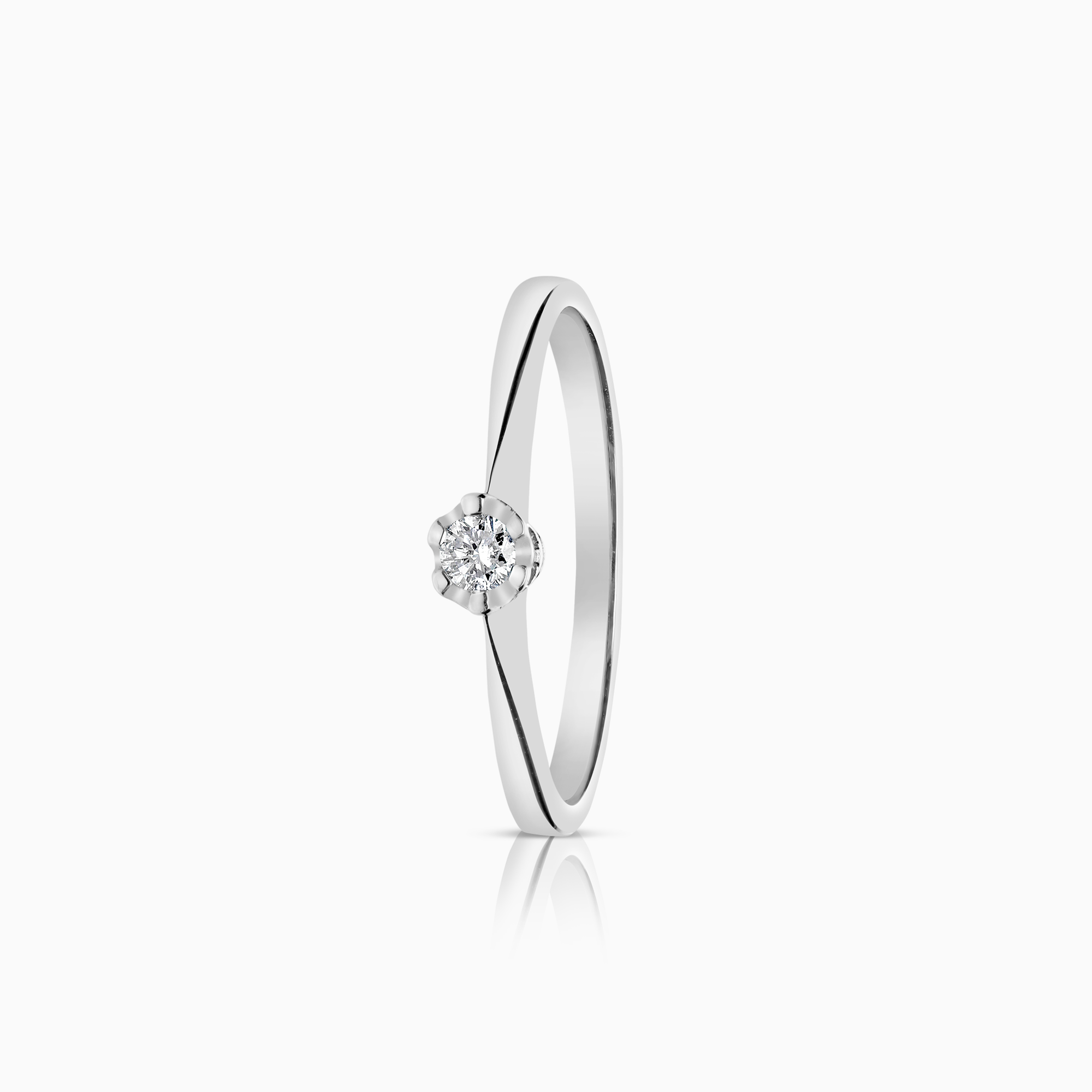 Solitaire ring 0.05ct 18K white gold