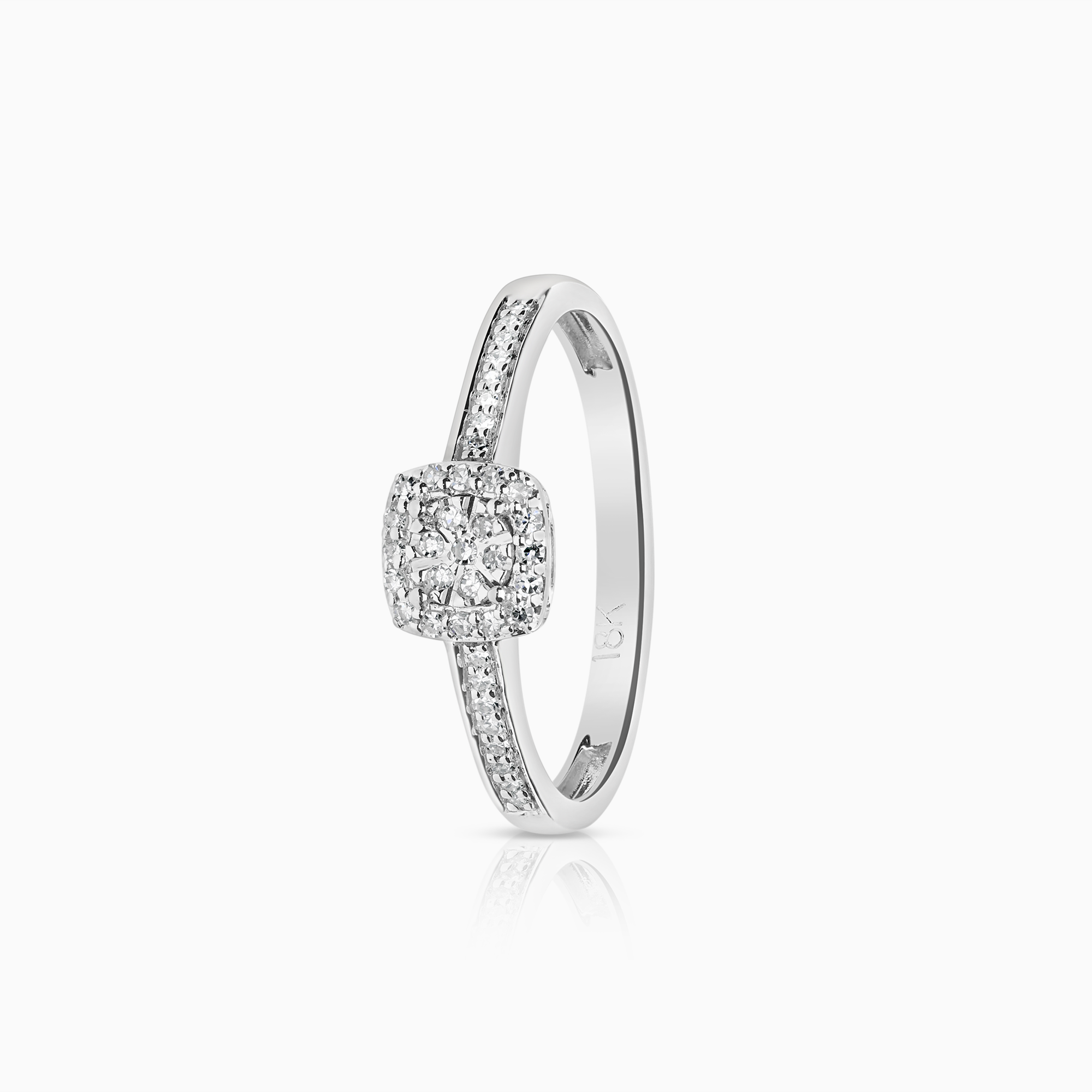 Side stone ring 0.19ct 18K white gold