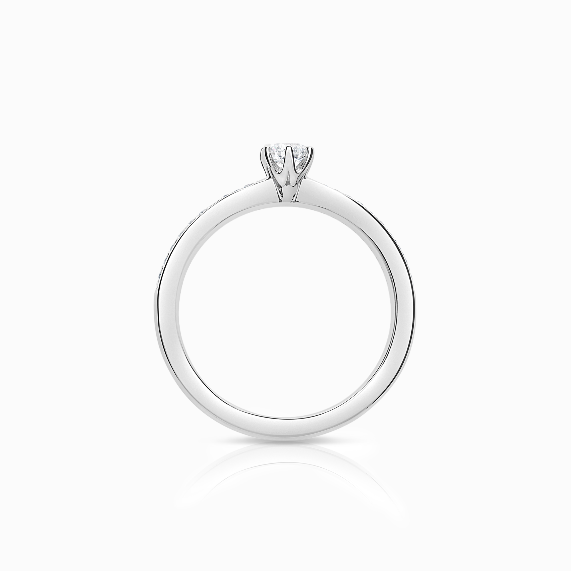 Side stone ring 0.28ct 18K white gold