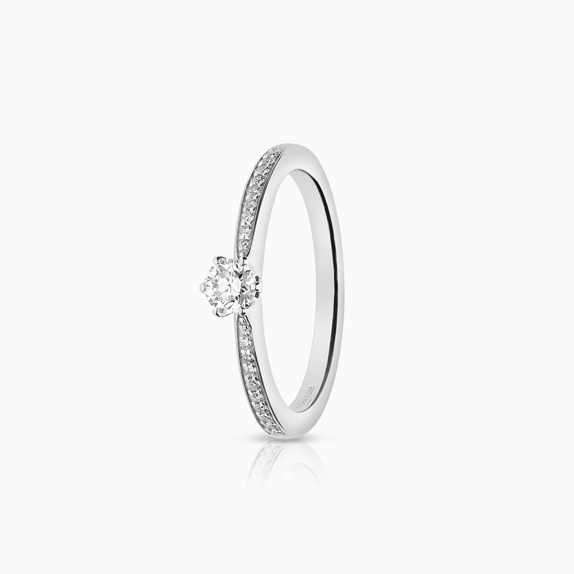 Side stone ring 0.28ct 18K white gold