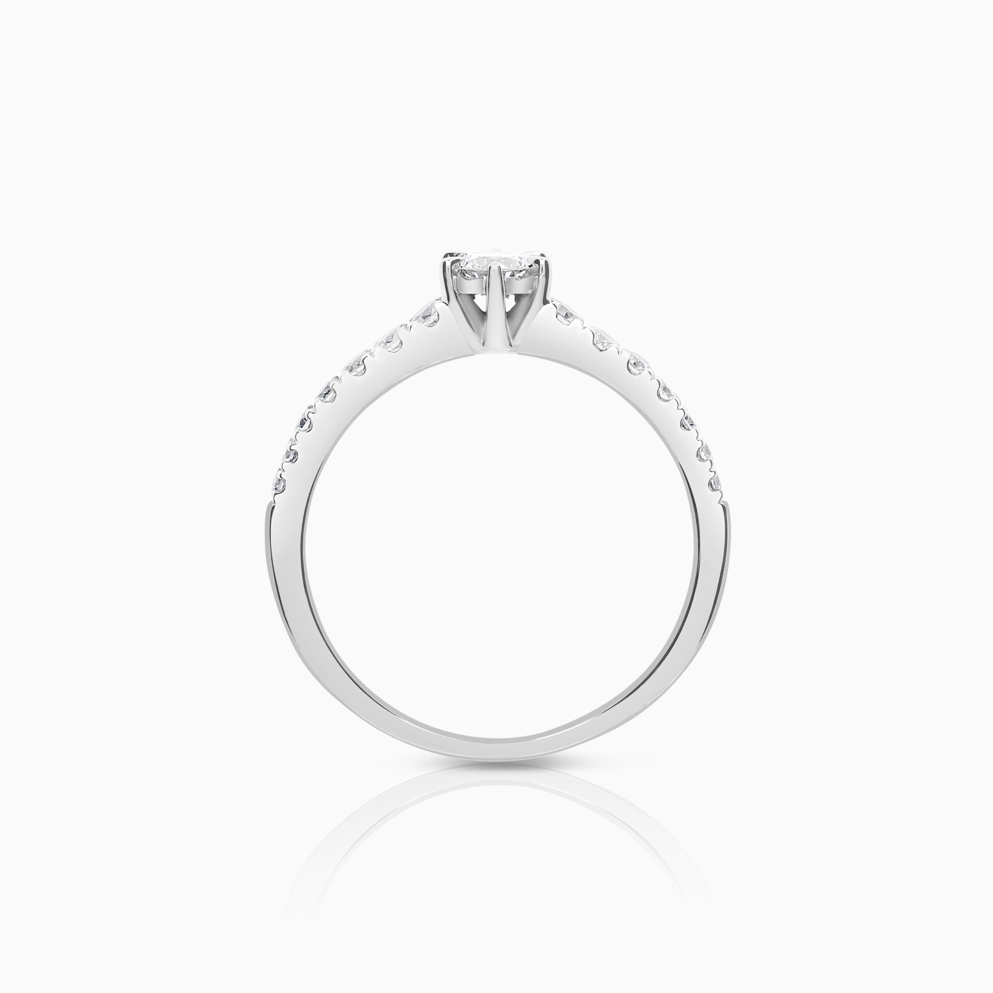 Sidesteinsring 0,34ct 18K hvitt gull