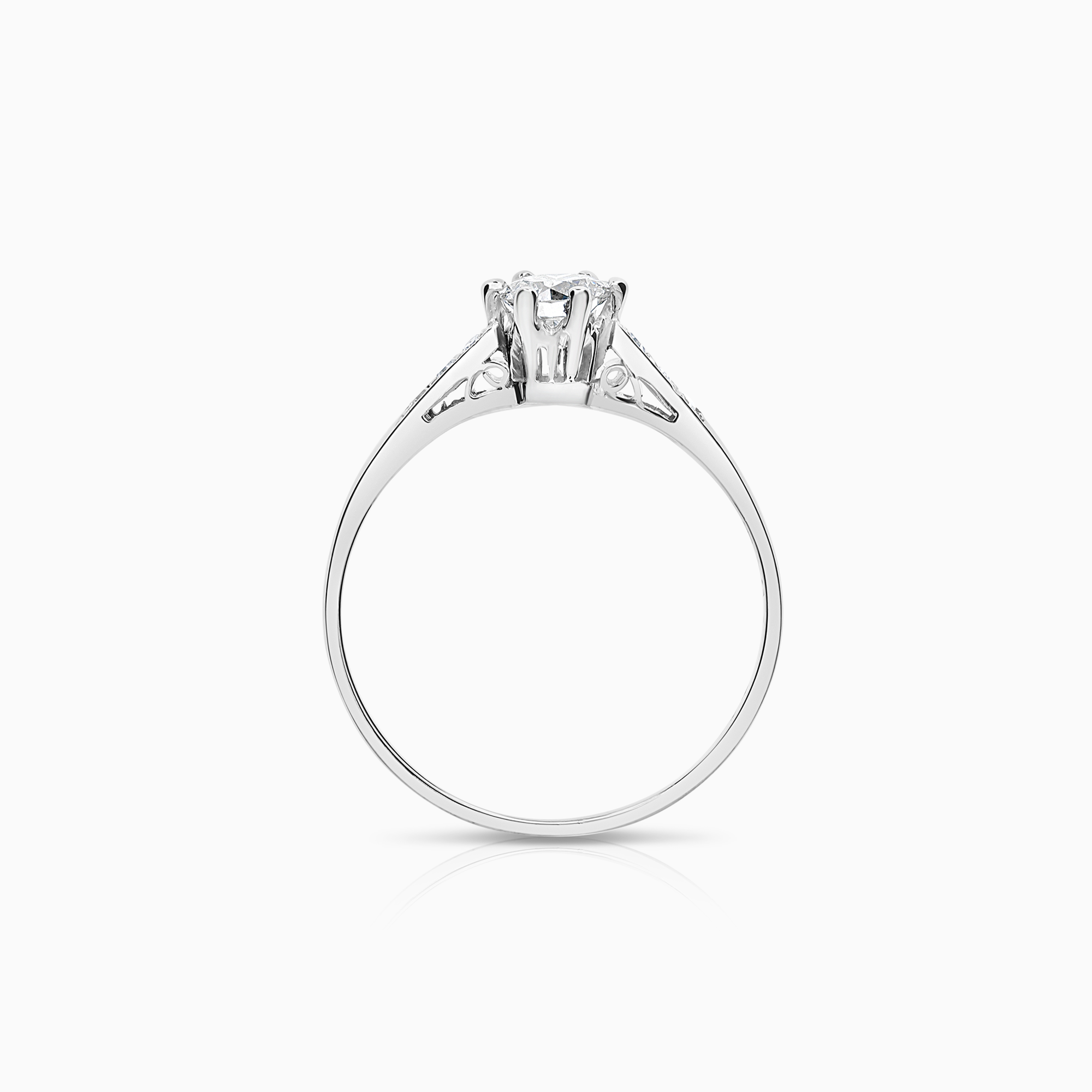 Sidesteinsring 0,35ct 18K hvitt gull