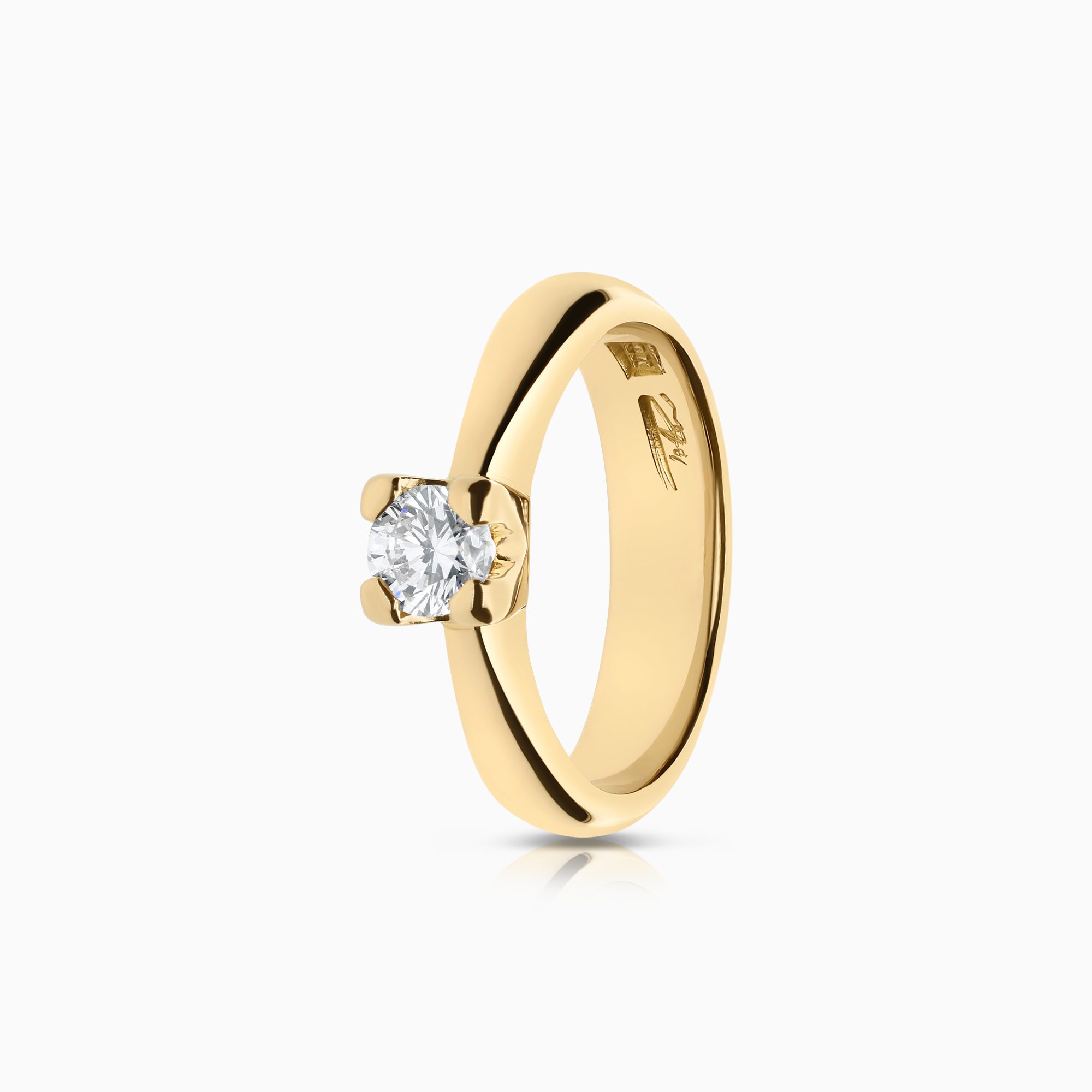 Solitaire ring 0,35ct 18K gull