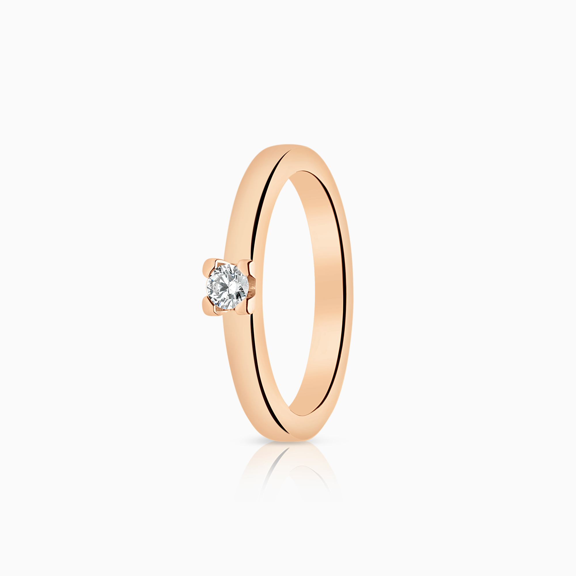 Solitaire ring 0.10ct 18K rose gold