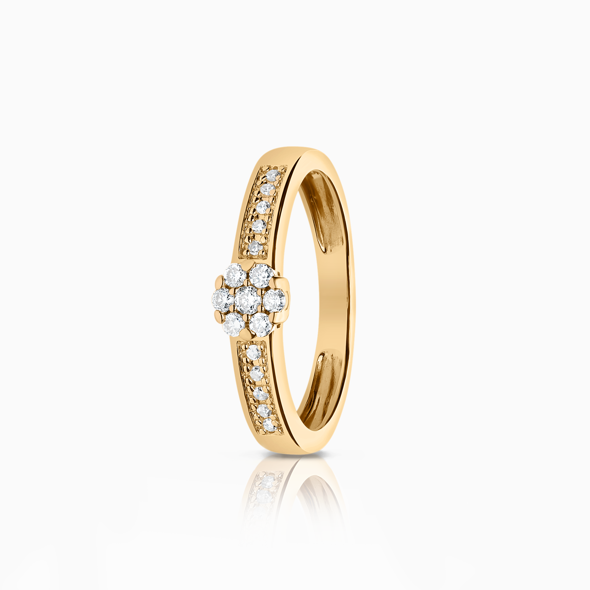 Side stone ring 0.16ct 18K gold