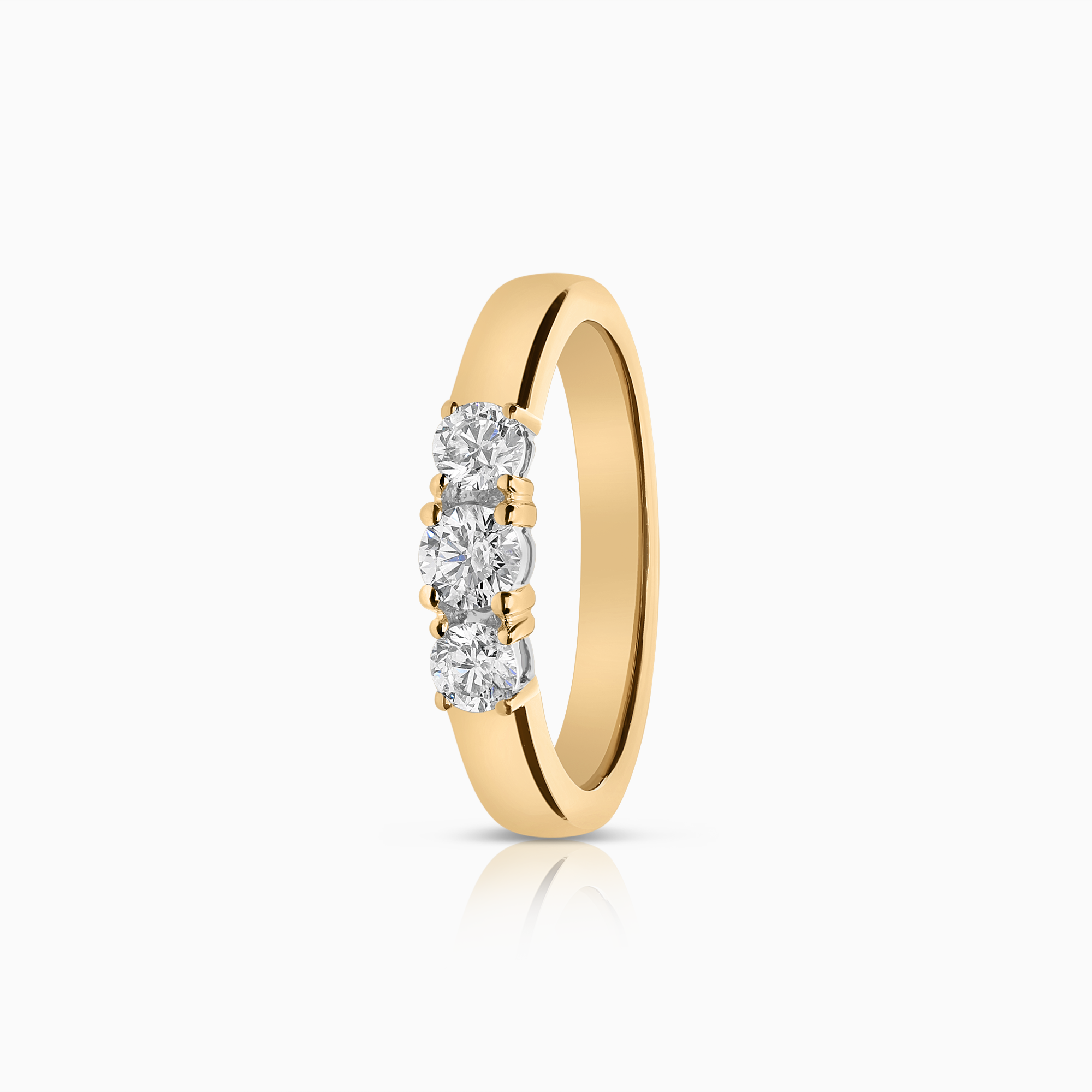 Three-stone ring 0.45ct 18K gold/white gold