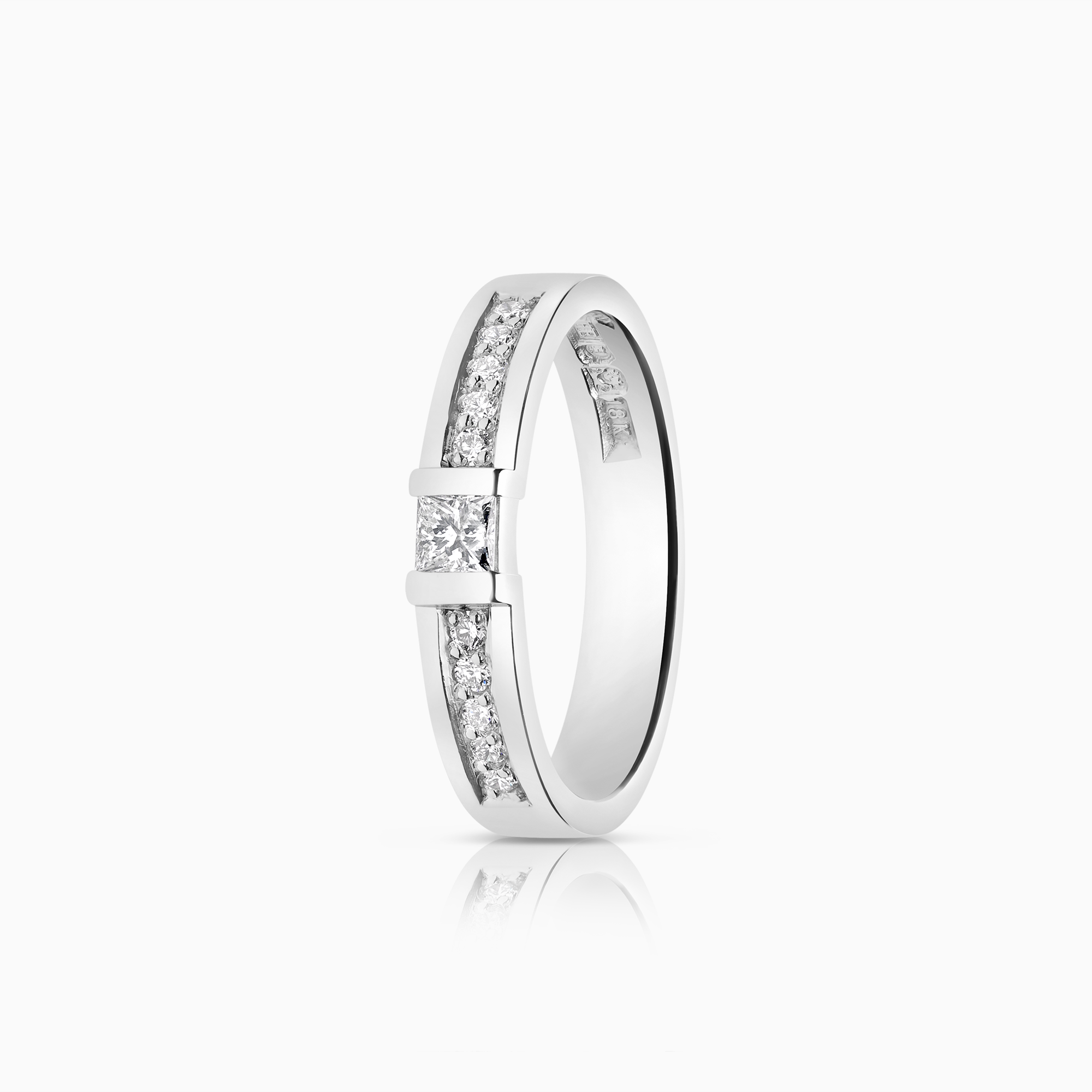 Sidestenring 0,22ct 18K hvitt gull