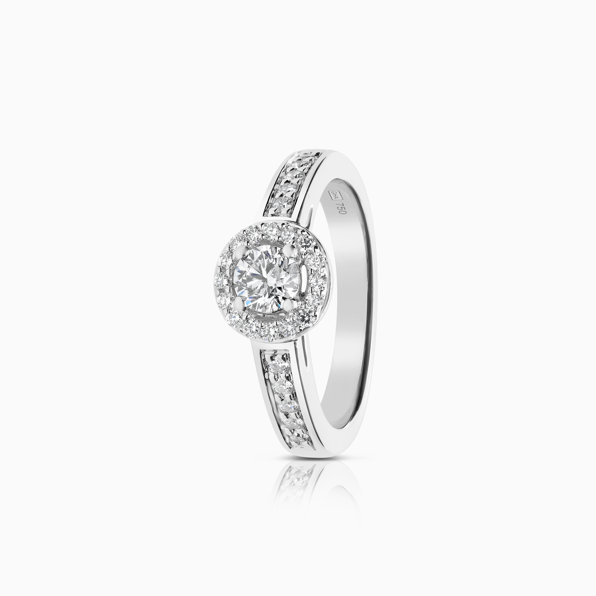 Halo Ring 0.57ct 18K white gold