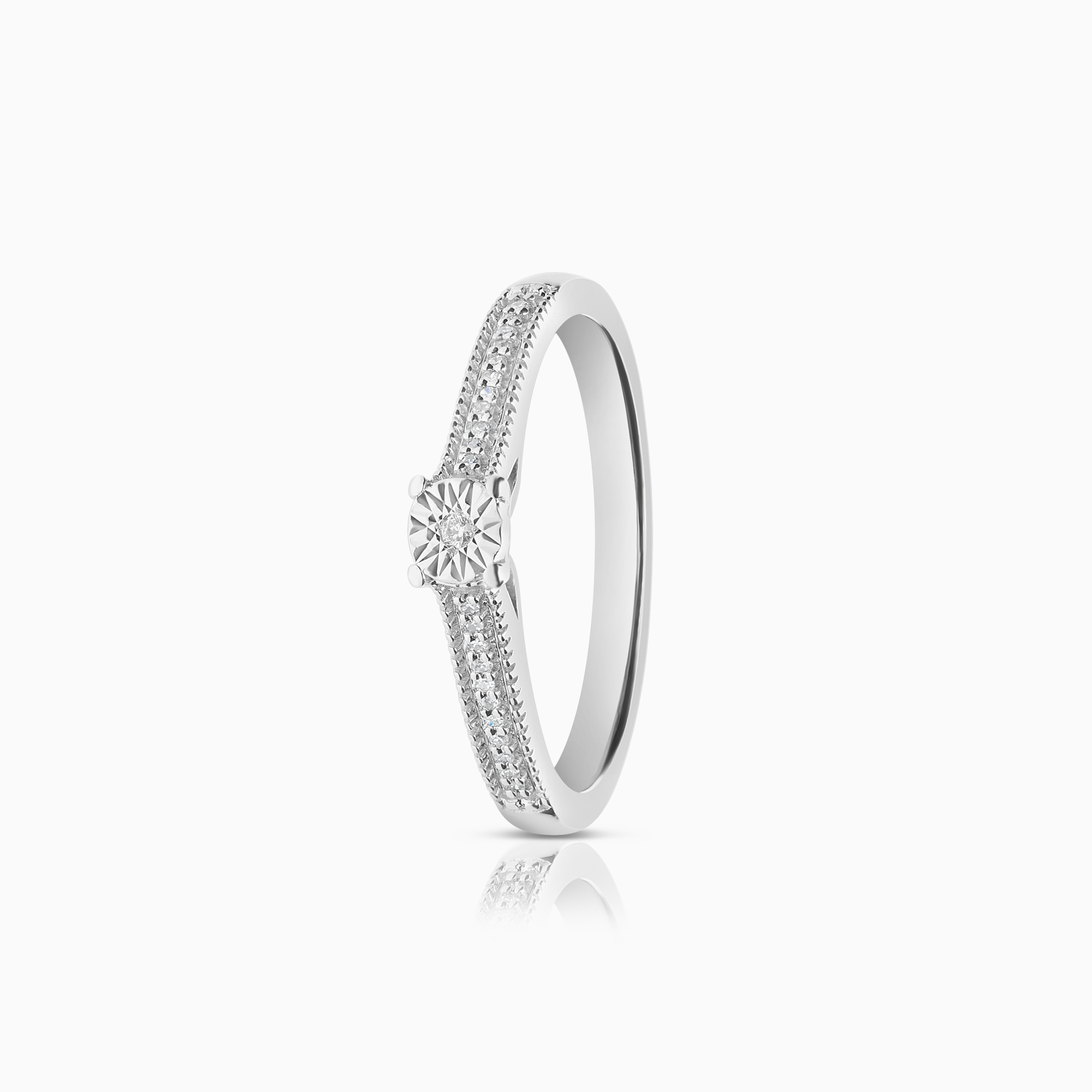 Sidestenring 0,12ct 18K hvitt gull