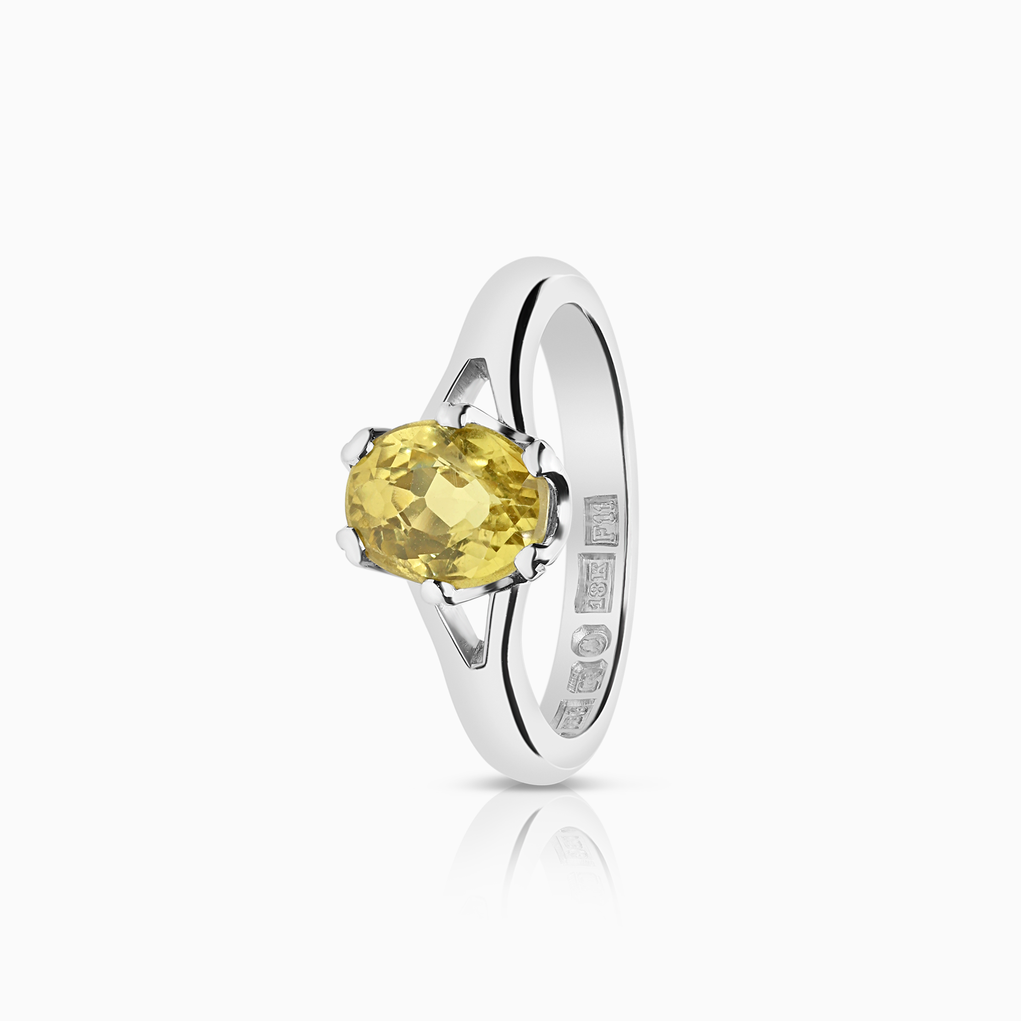 Gold ring with yellow chrysoberyl 4.55g 18K gold