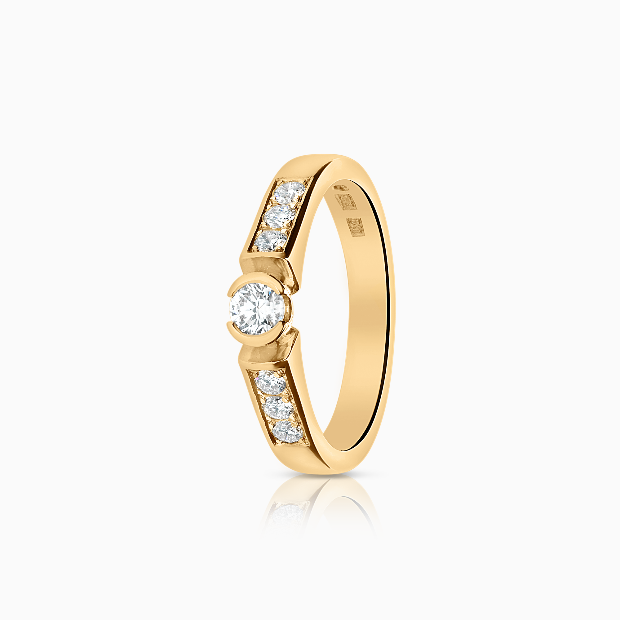 Sidesteinsring 0,33ct 18K gull