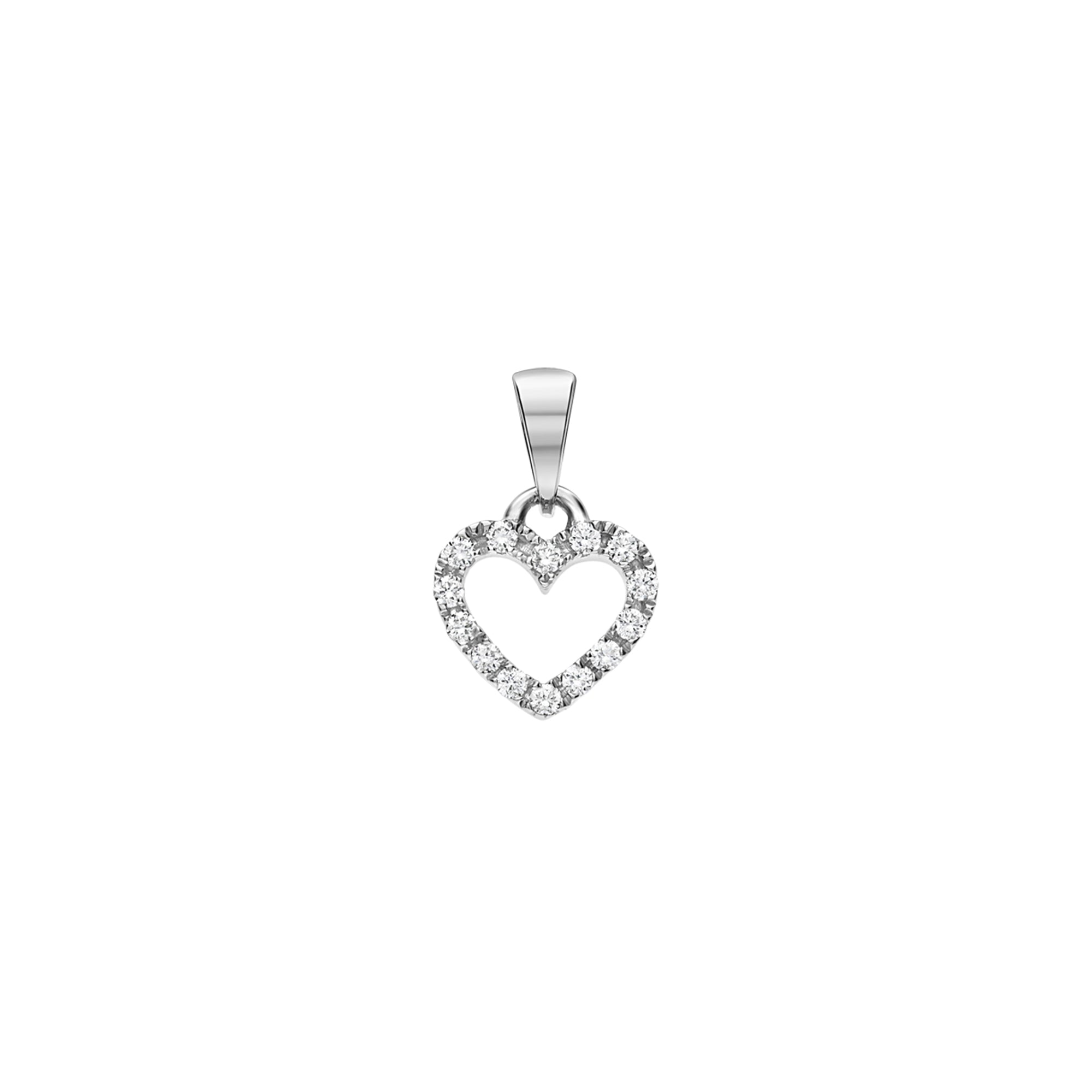 Diamantheng hjerte 0,16ct 18K hvitt gull