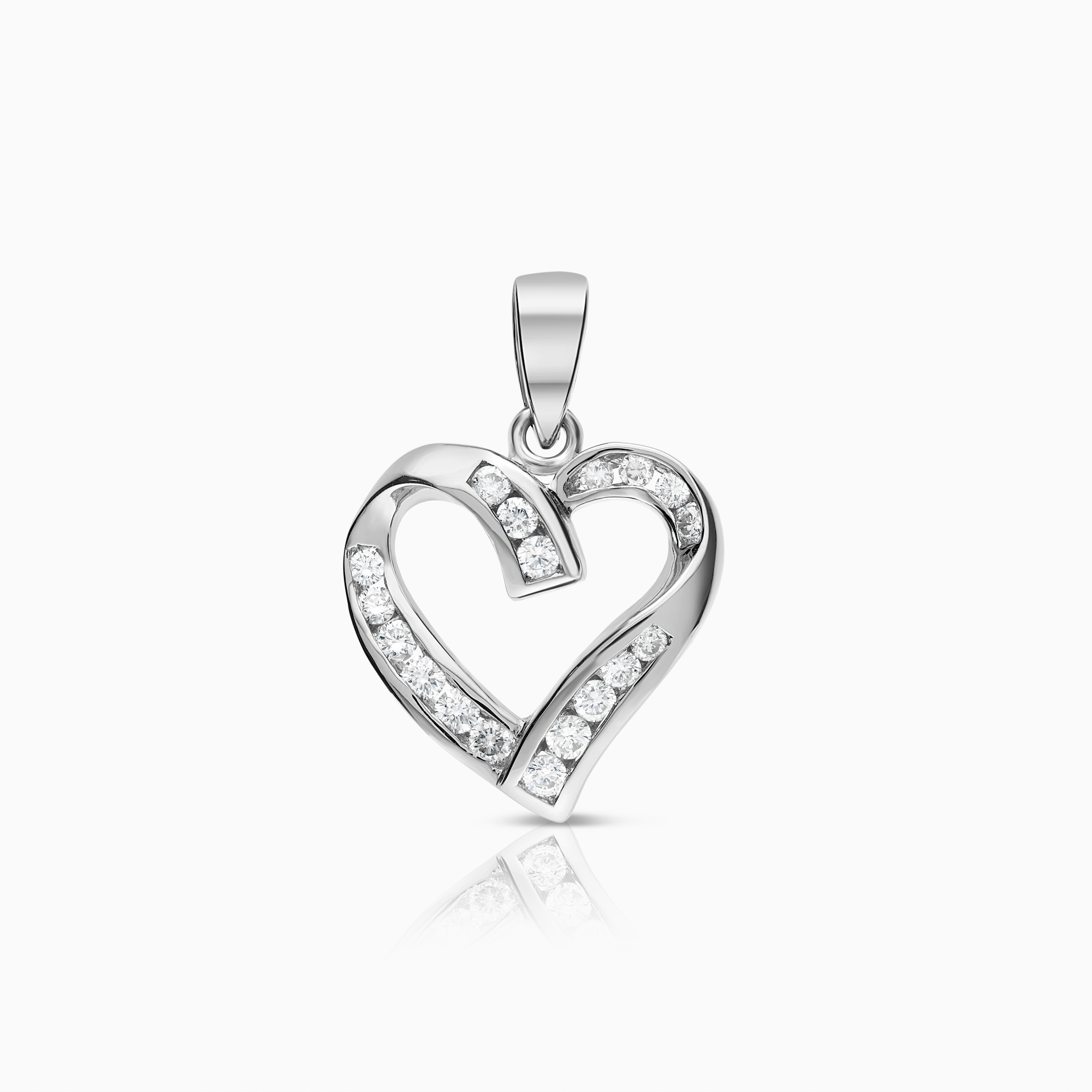 Hjerteanheng 0,30ct 18K hvitt gull