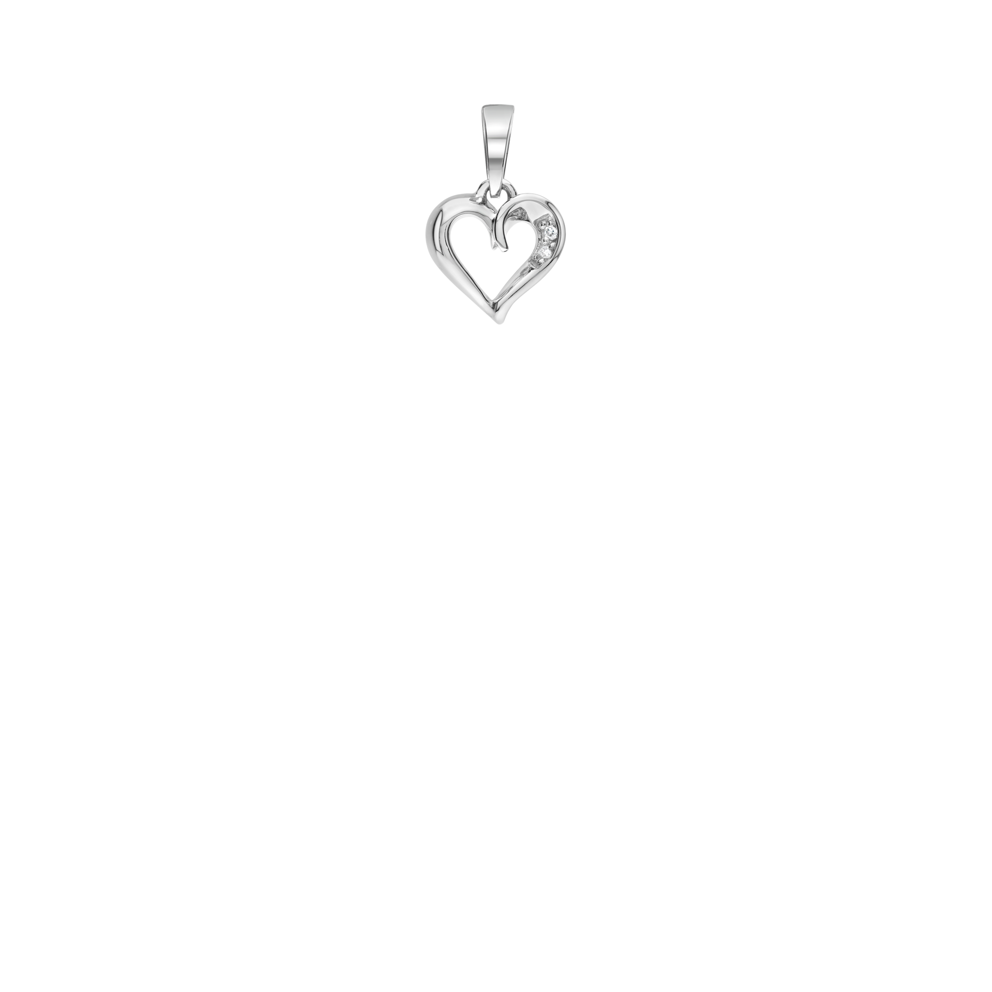 Heart pendant diamonds 0.01ct 18K white gold