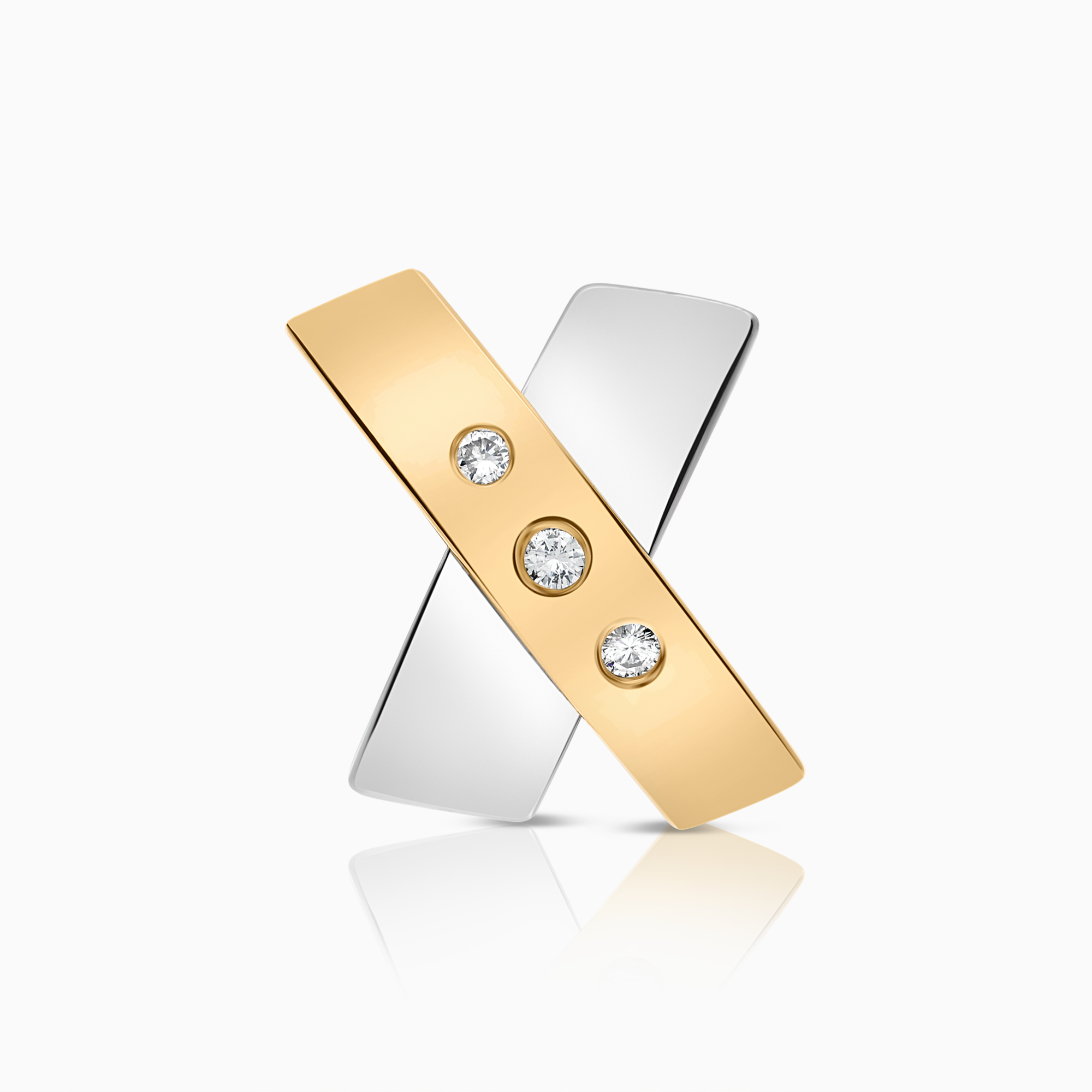 Diamantheng 0,09 ct 18K hvitt/gult gull