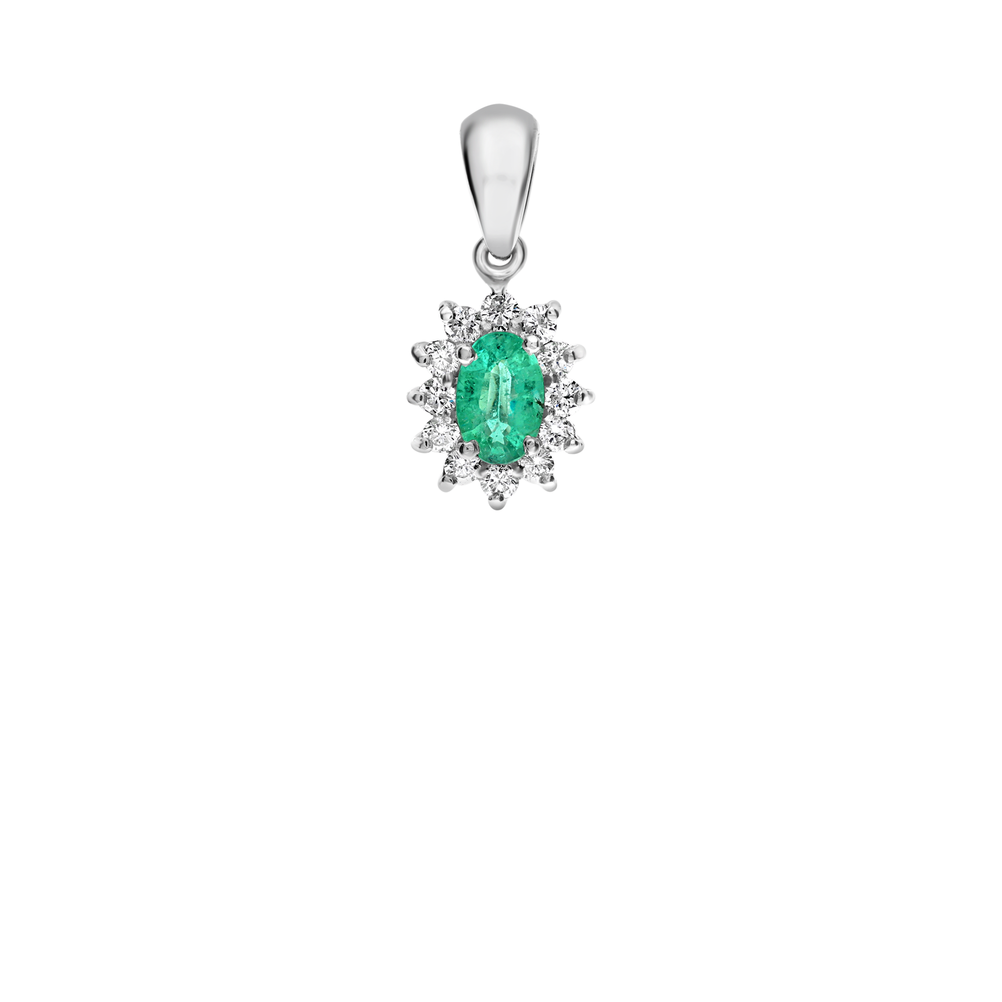 Hängsmycke carmosé med diamanter och grön smaragd 0,24ct 18K vitguld