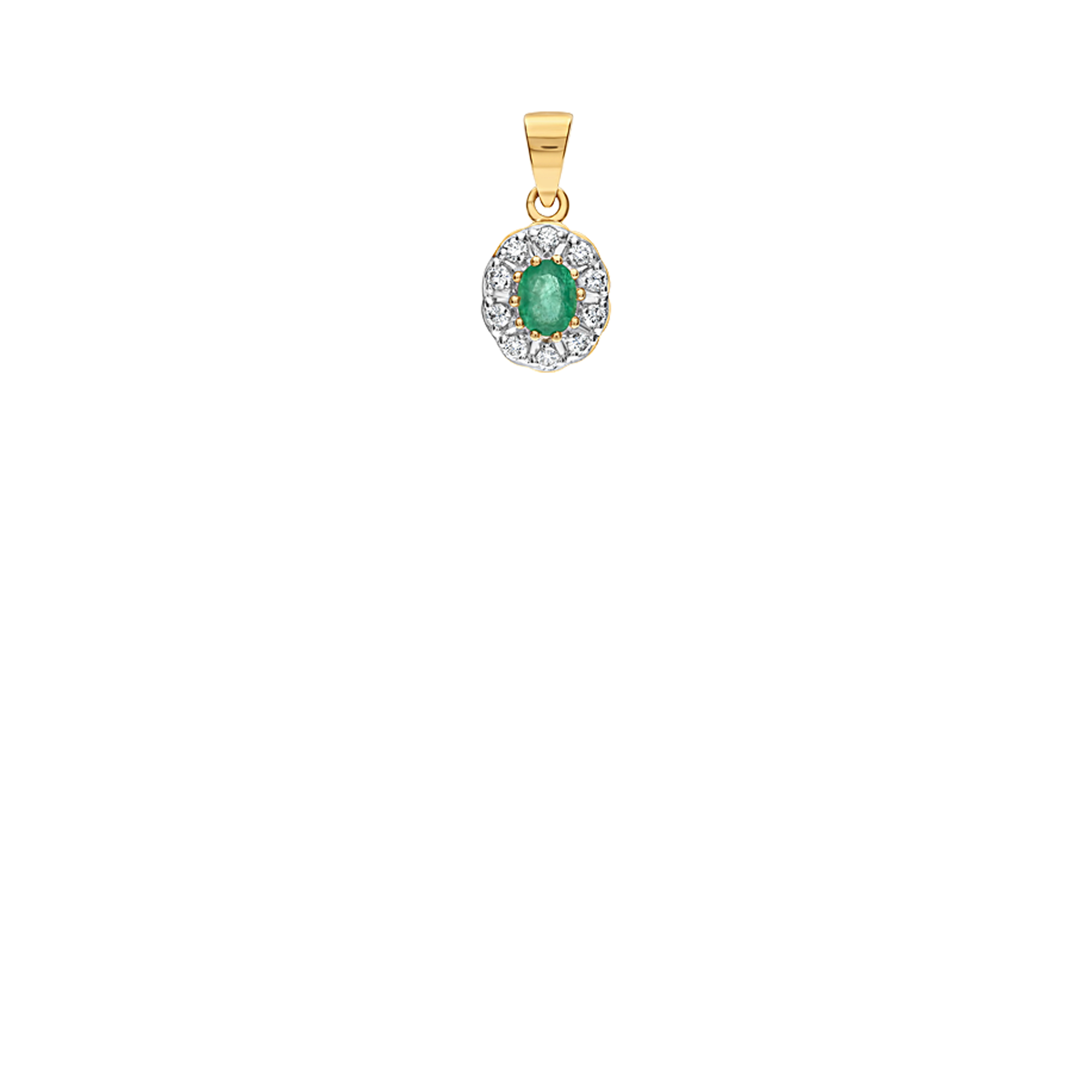 Pendant with diamonds and green emerald 0.18ct 18K gold