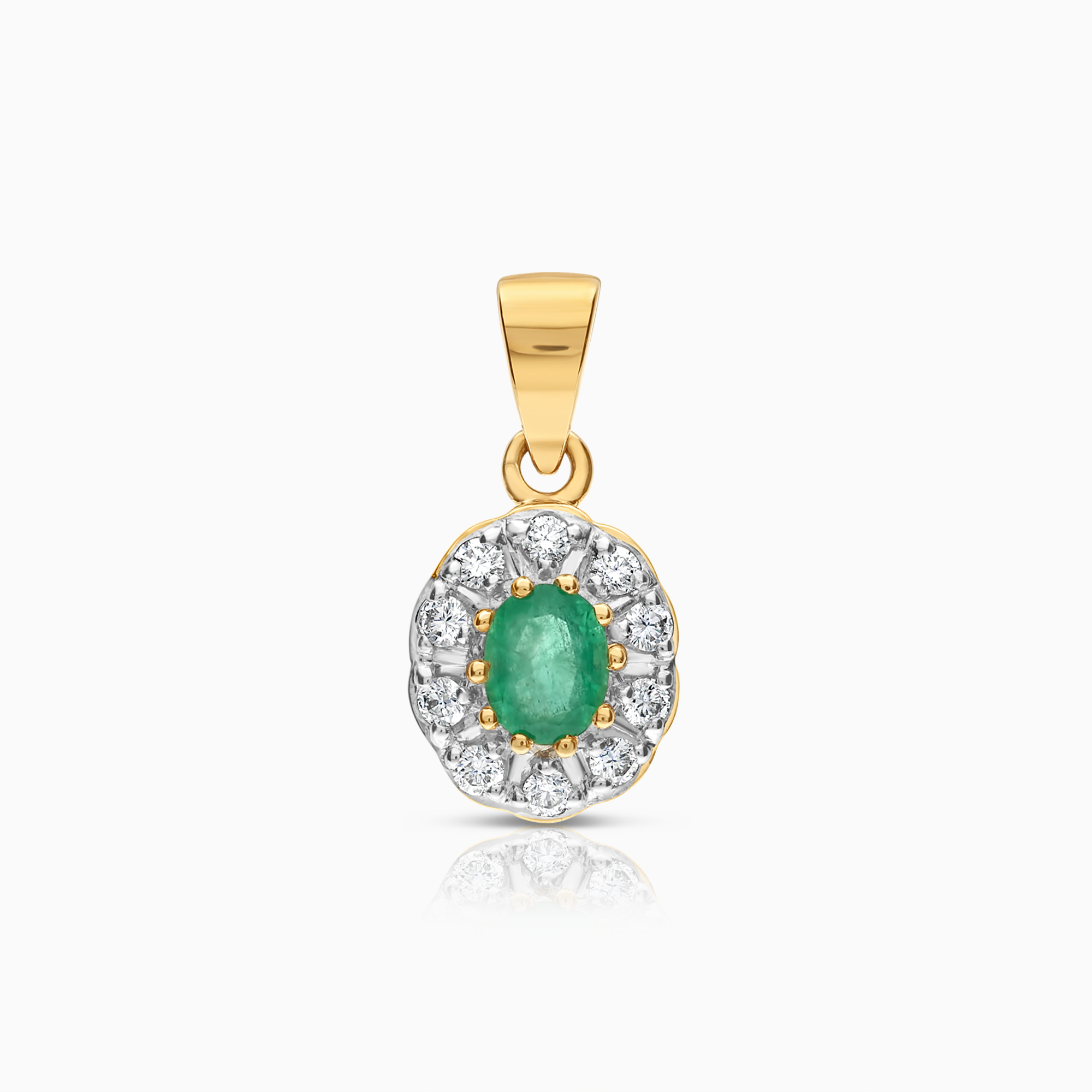 Pendant with diamonds and green emerald 0.18ct 18K gold