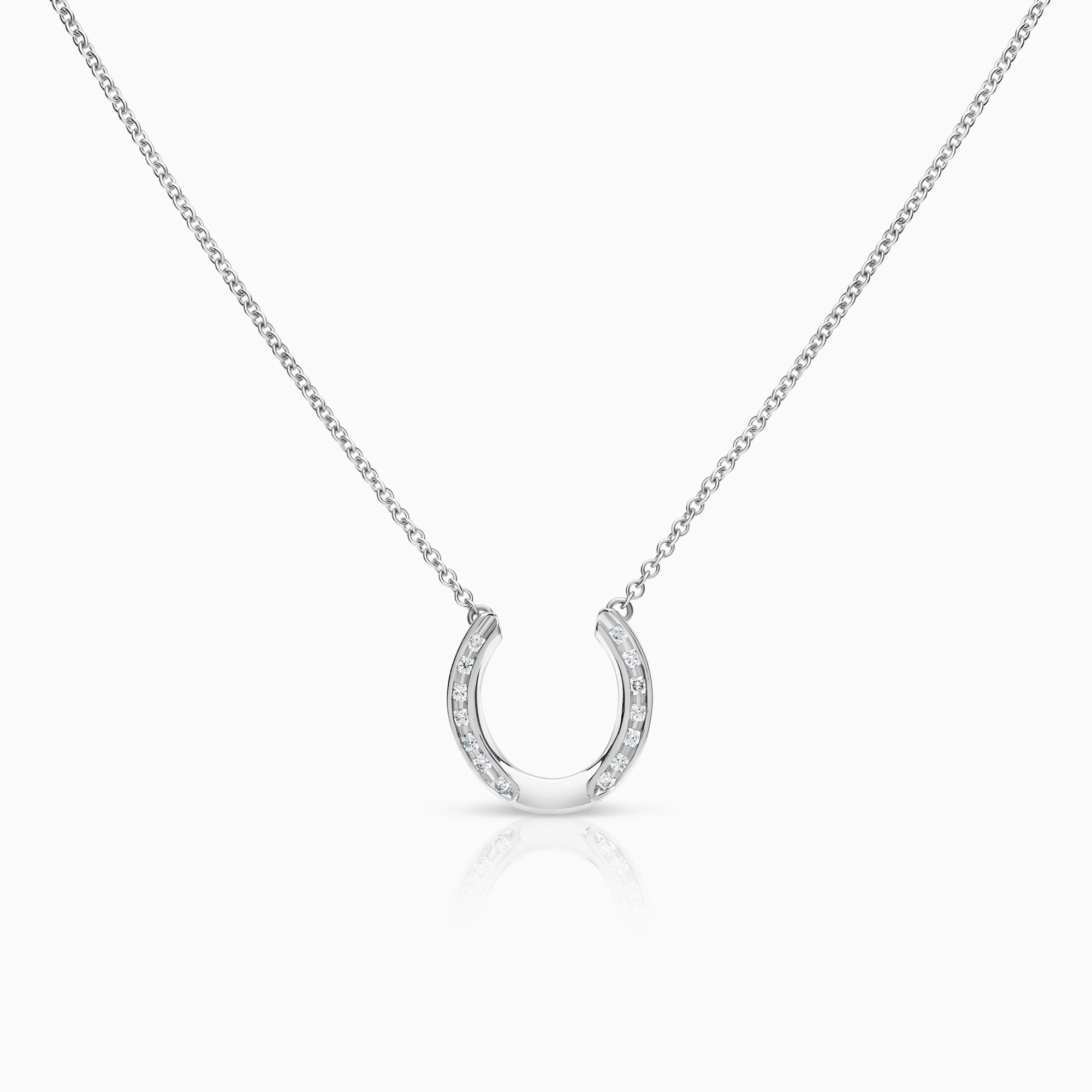 Cable necklace with pendant 0.32ct 18K white gold