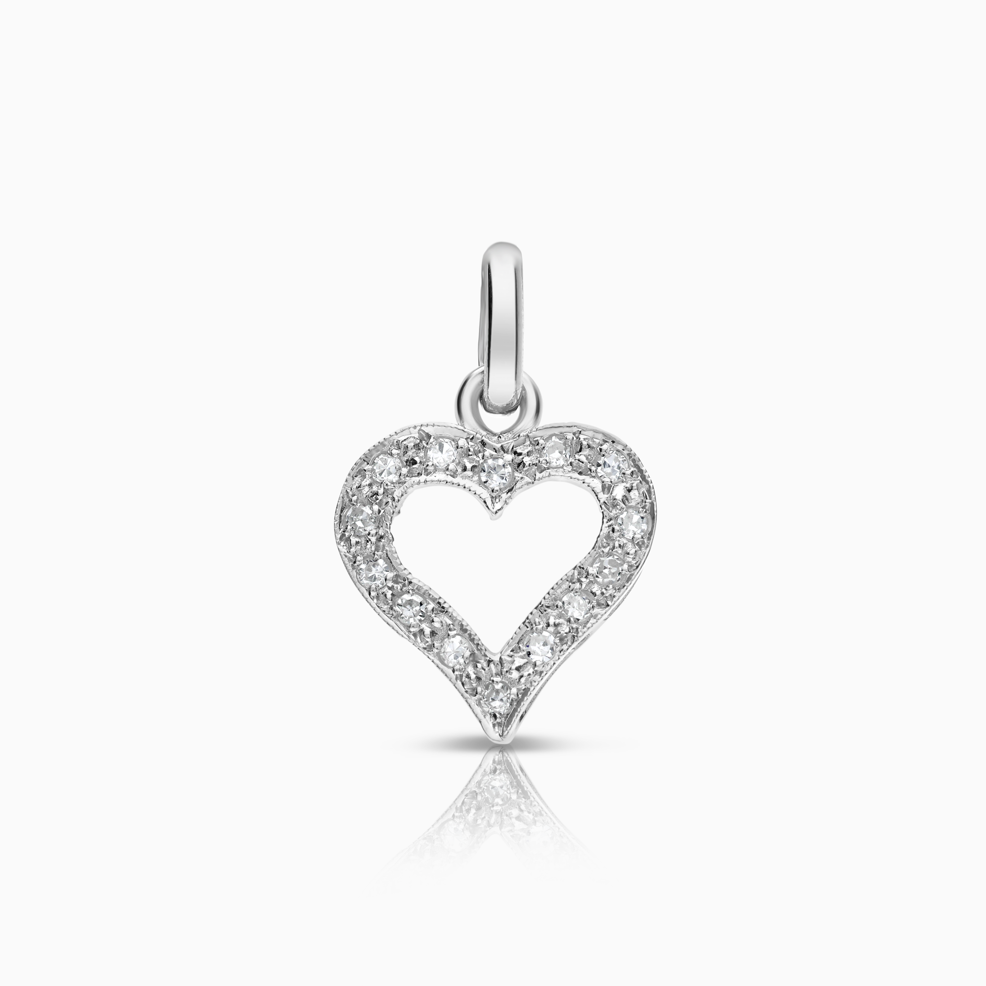 Diamond heart pendant 0.14ct 18K white gold