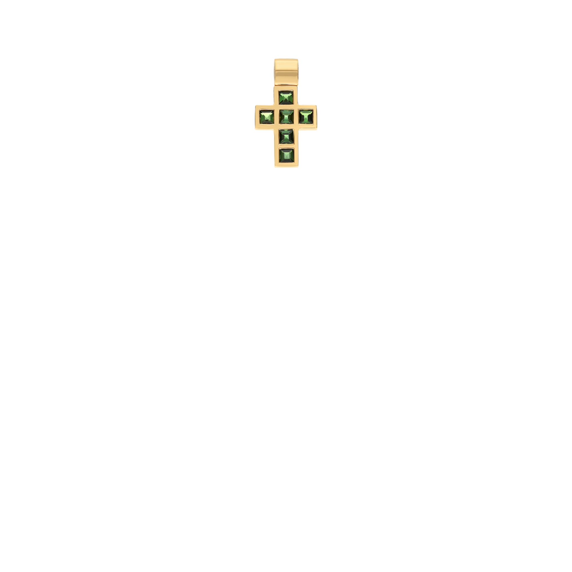 Cross pendant with green tourmalines 3.05g 18K gold