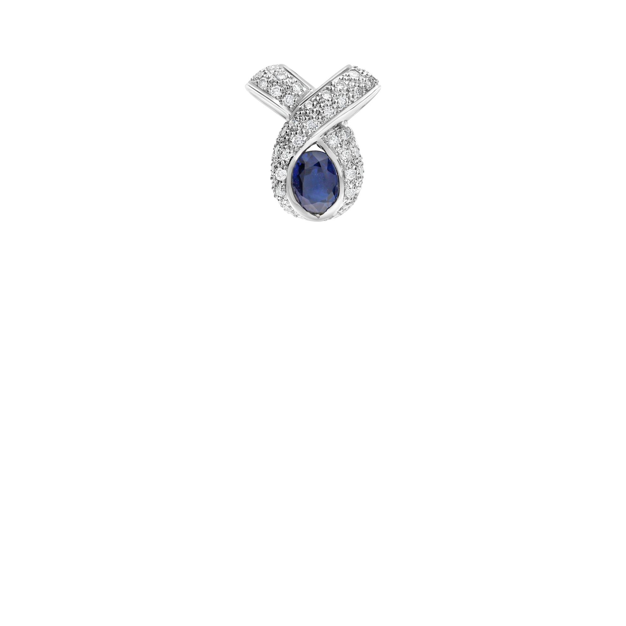 Diamond pendant with blue sapphire 0.22ct 18K white gold