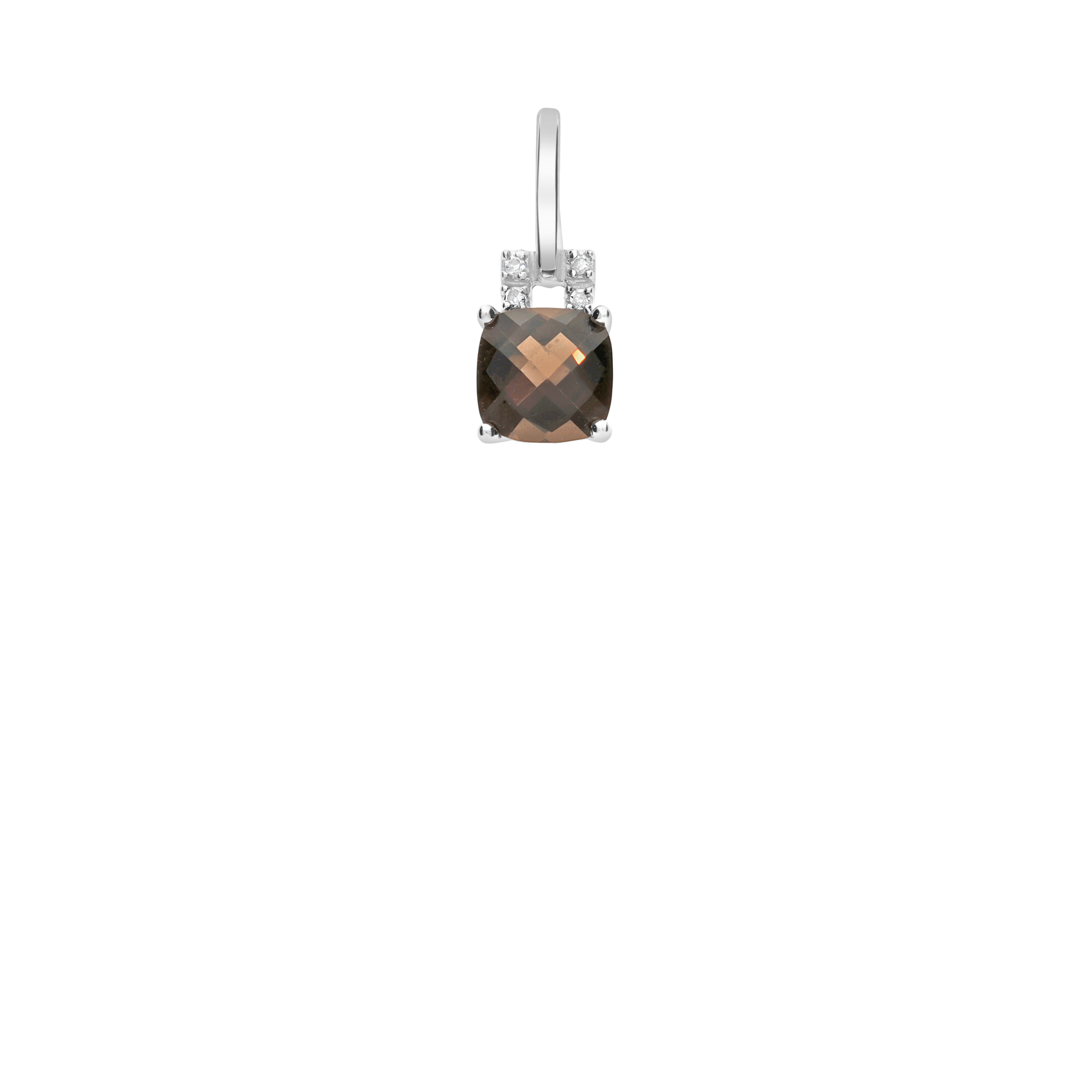 Diamond pendant with smoky quartz 0.02ct 18K white gold