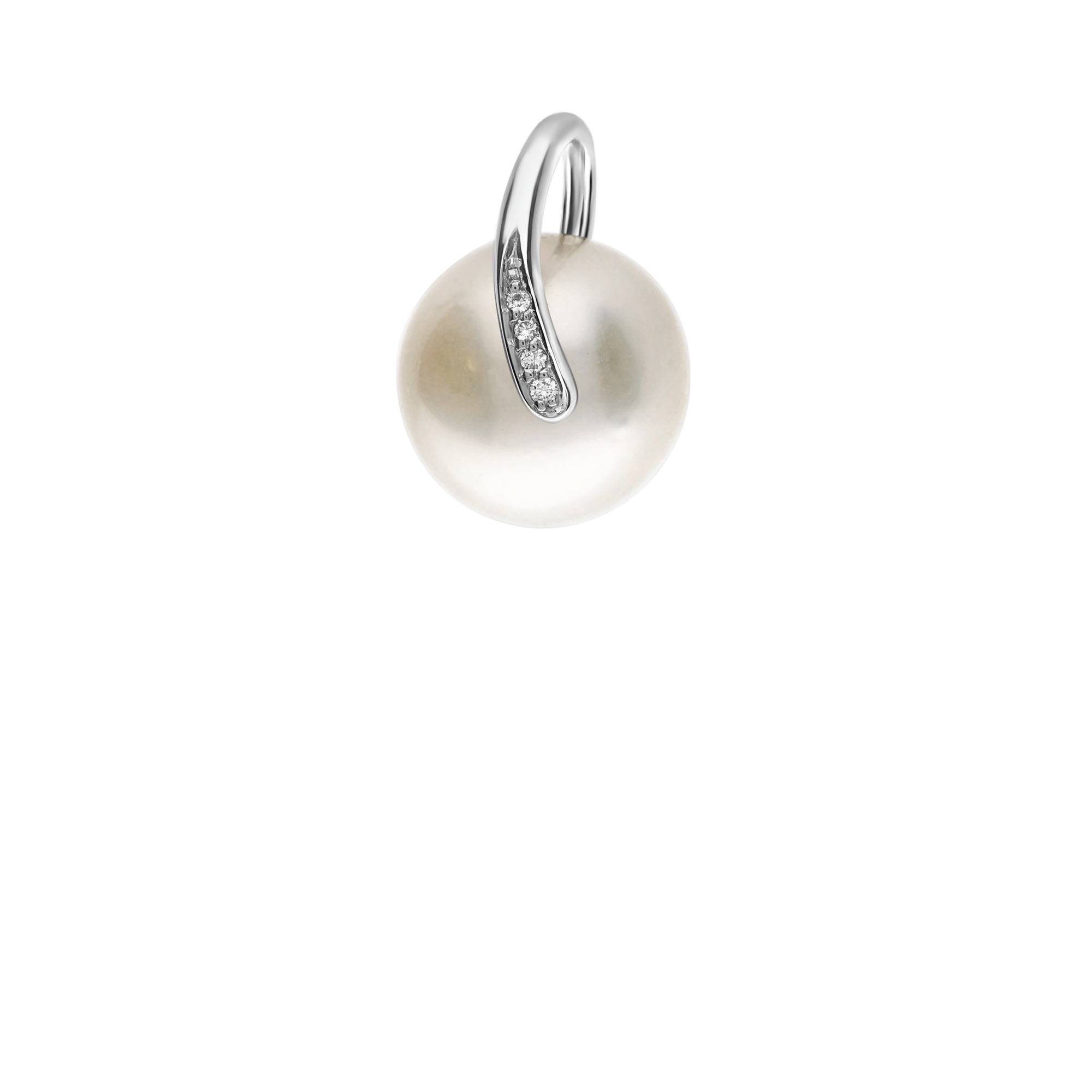 Diamantanheng med perle 0,03ct 18K hvitt gull