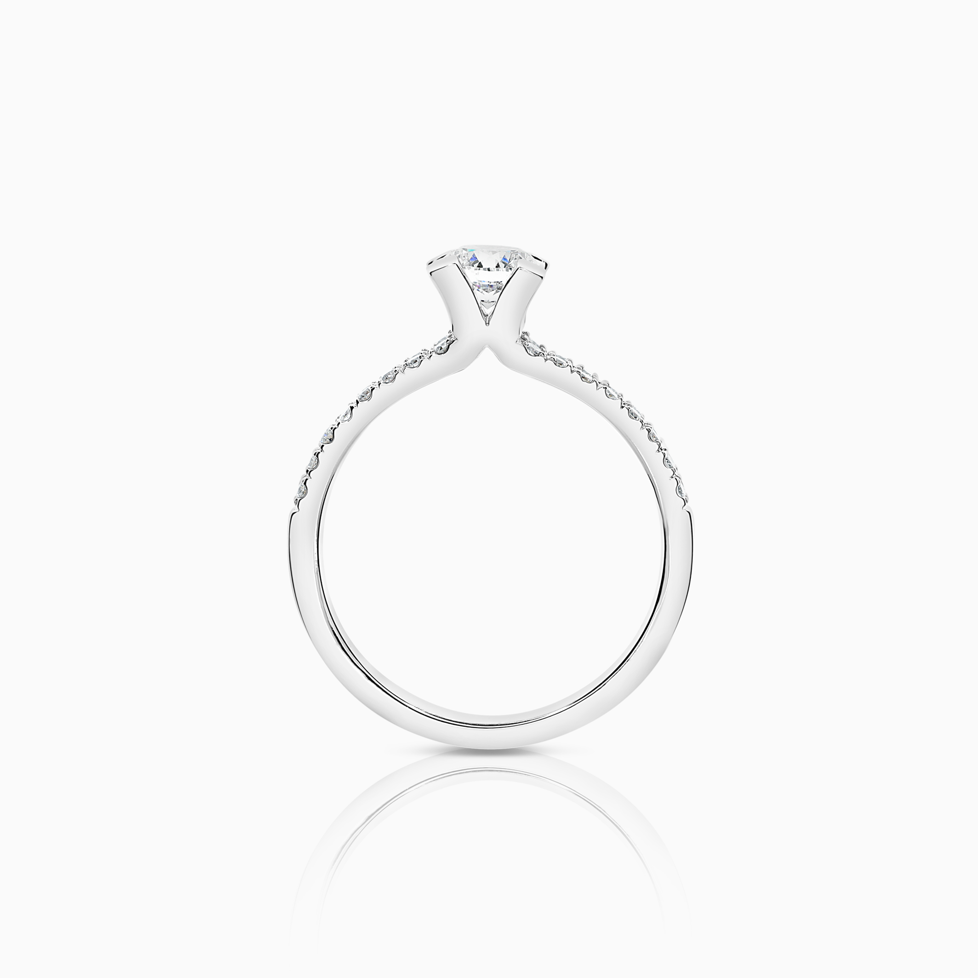 Sidesteinsring 0,75ct 18K hvitt gull