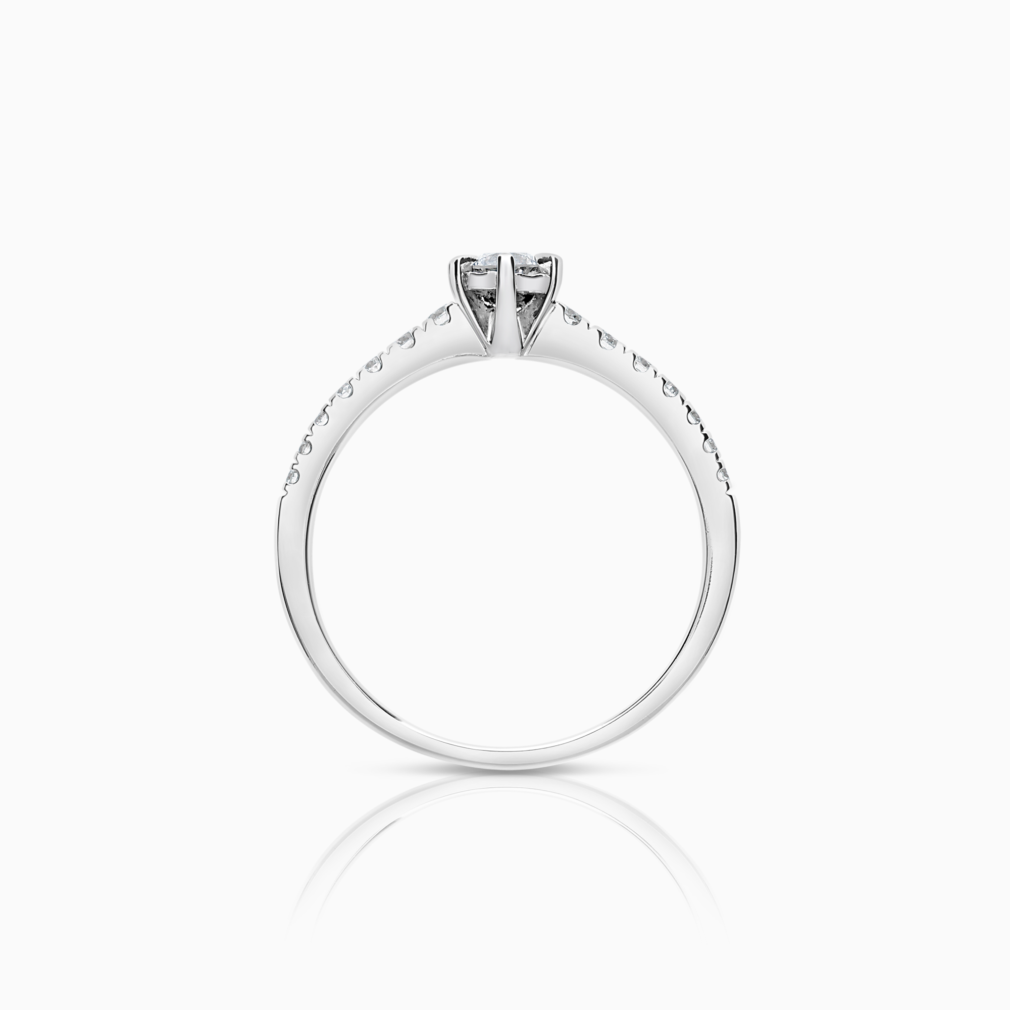 Side stone ring 0.34ct 18K white gold