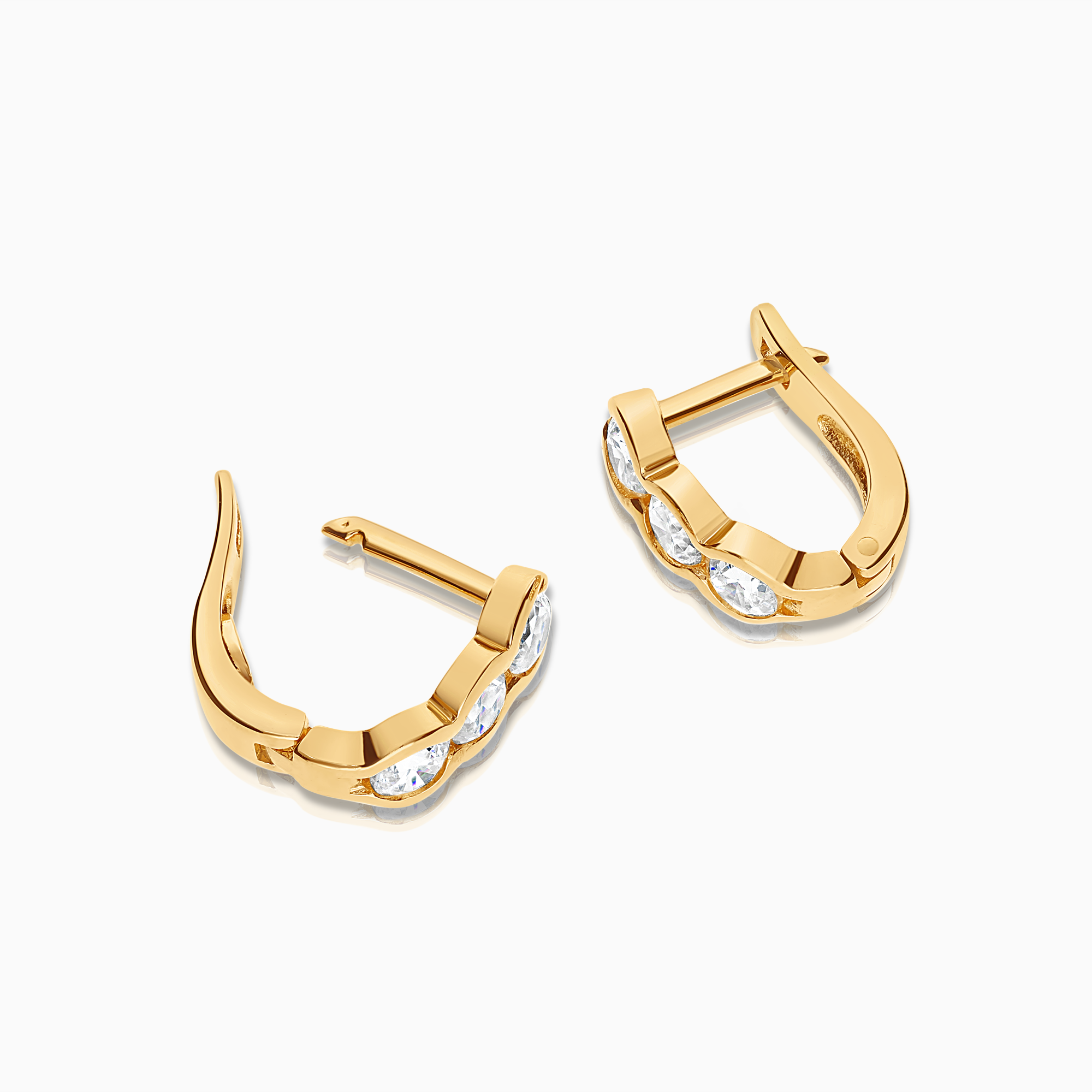 Gold earrings with white cubic 14K gold