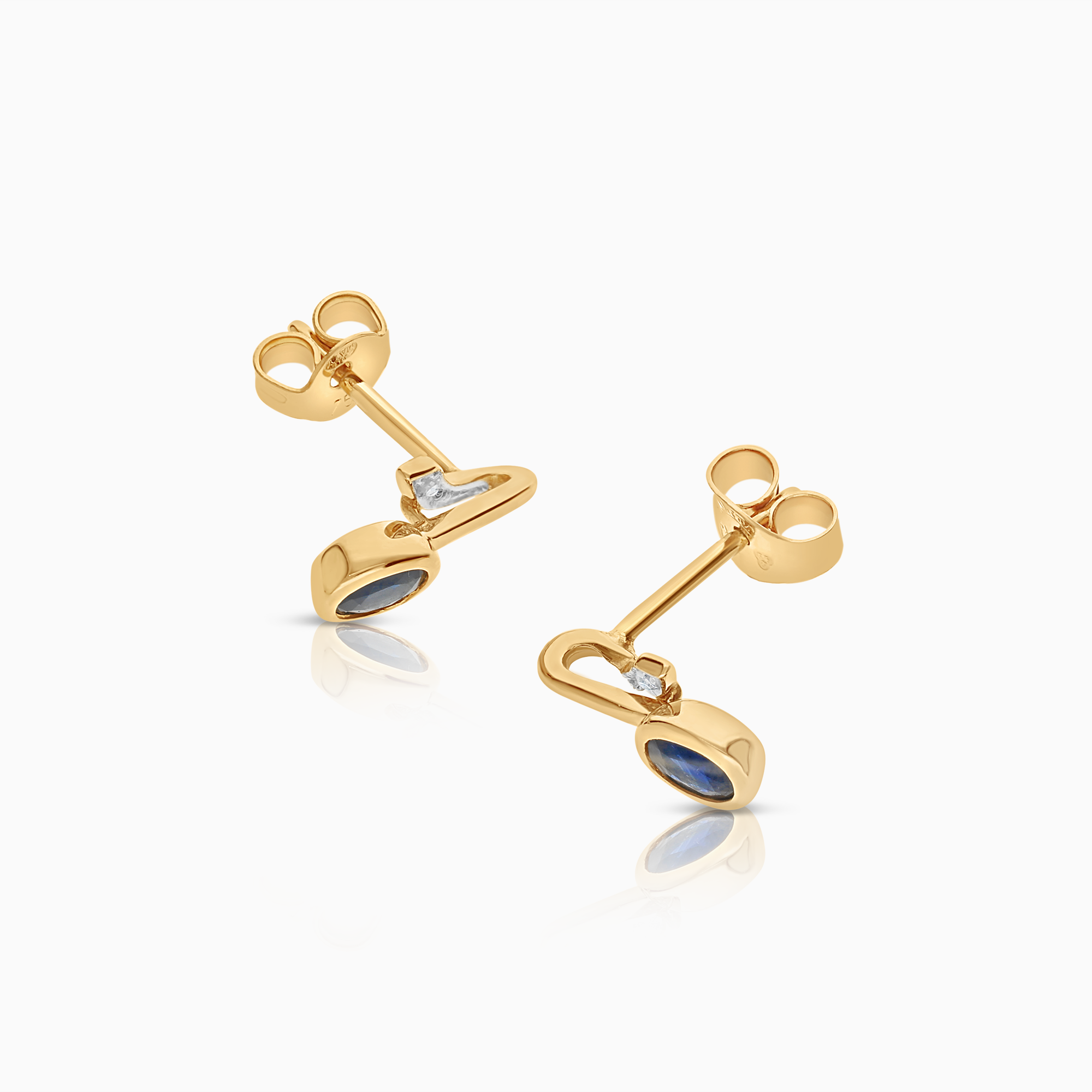 Diamond earrings with sapphires 0.03ct 18K gold