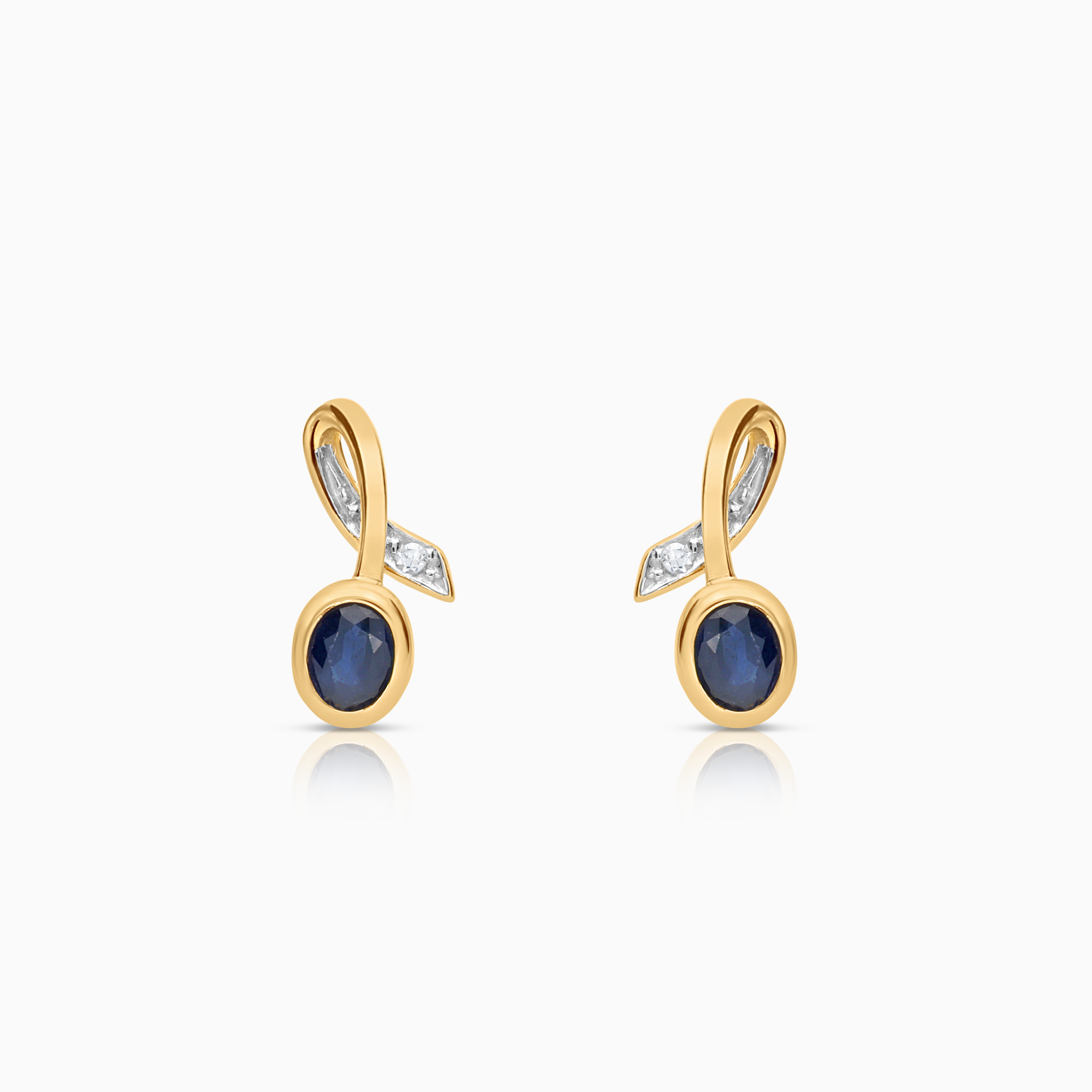 Diamond earrings with sapphires 0.03ct 18K gold