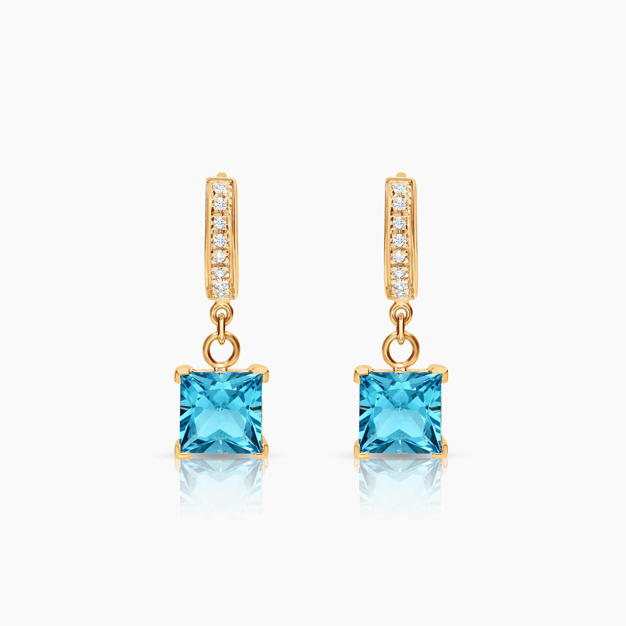 Diamantörhängen med blå cubic 0,09ct 18K guld