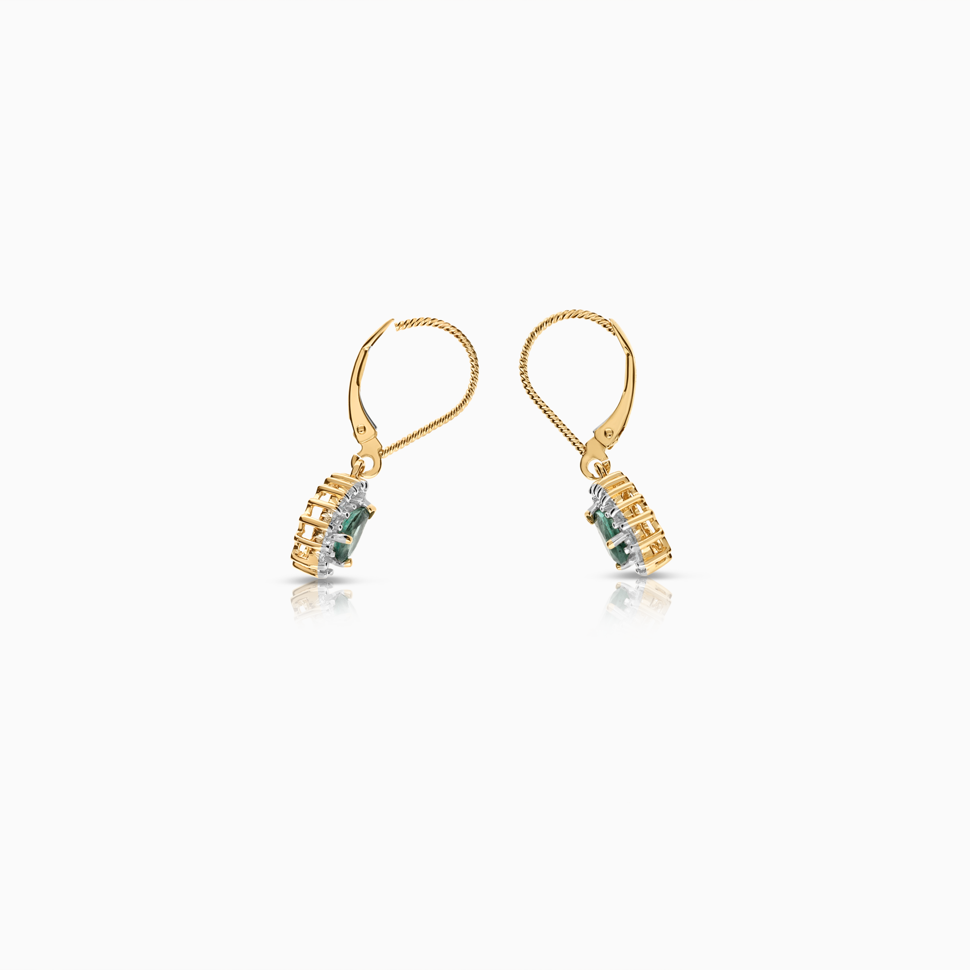 Gemstone earrings with diamonds 0.28ct 14K gold