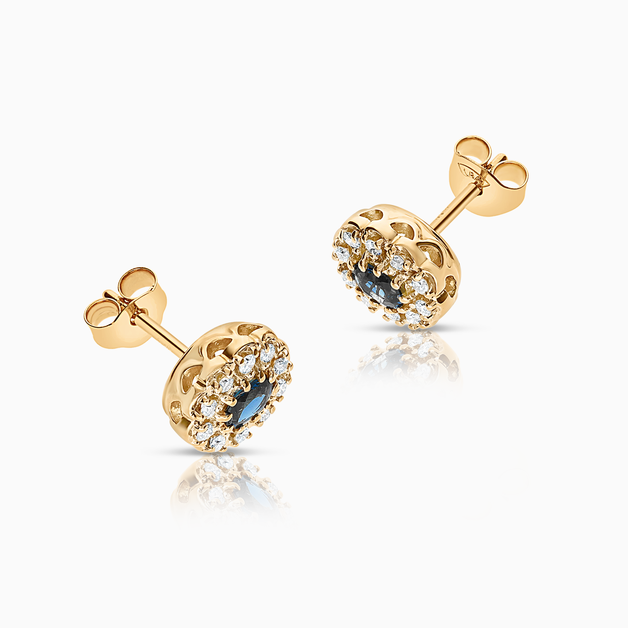 Sapphire Earrings with Diamonds 0.20ct 18K Gold