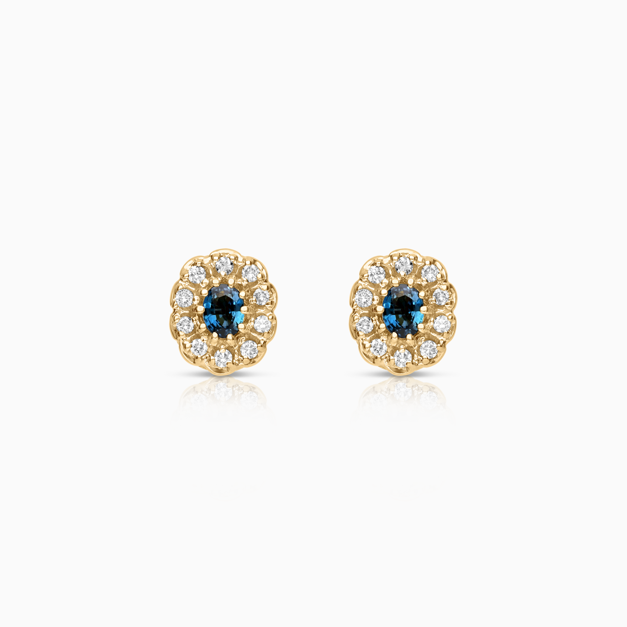 Sapphire Earrings with Diamonds 0.20ct 18K Gold