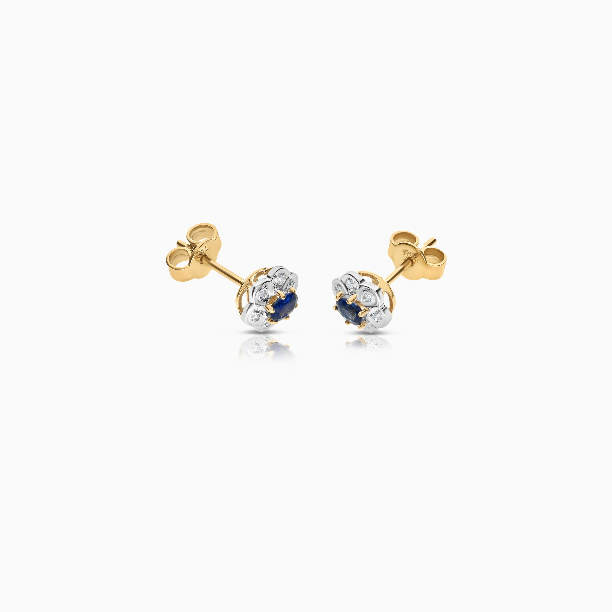Safirörhängen med diamanter 0,12ct 18K guld