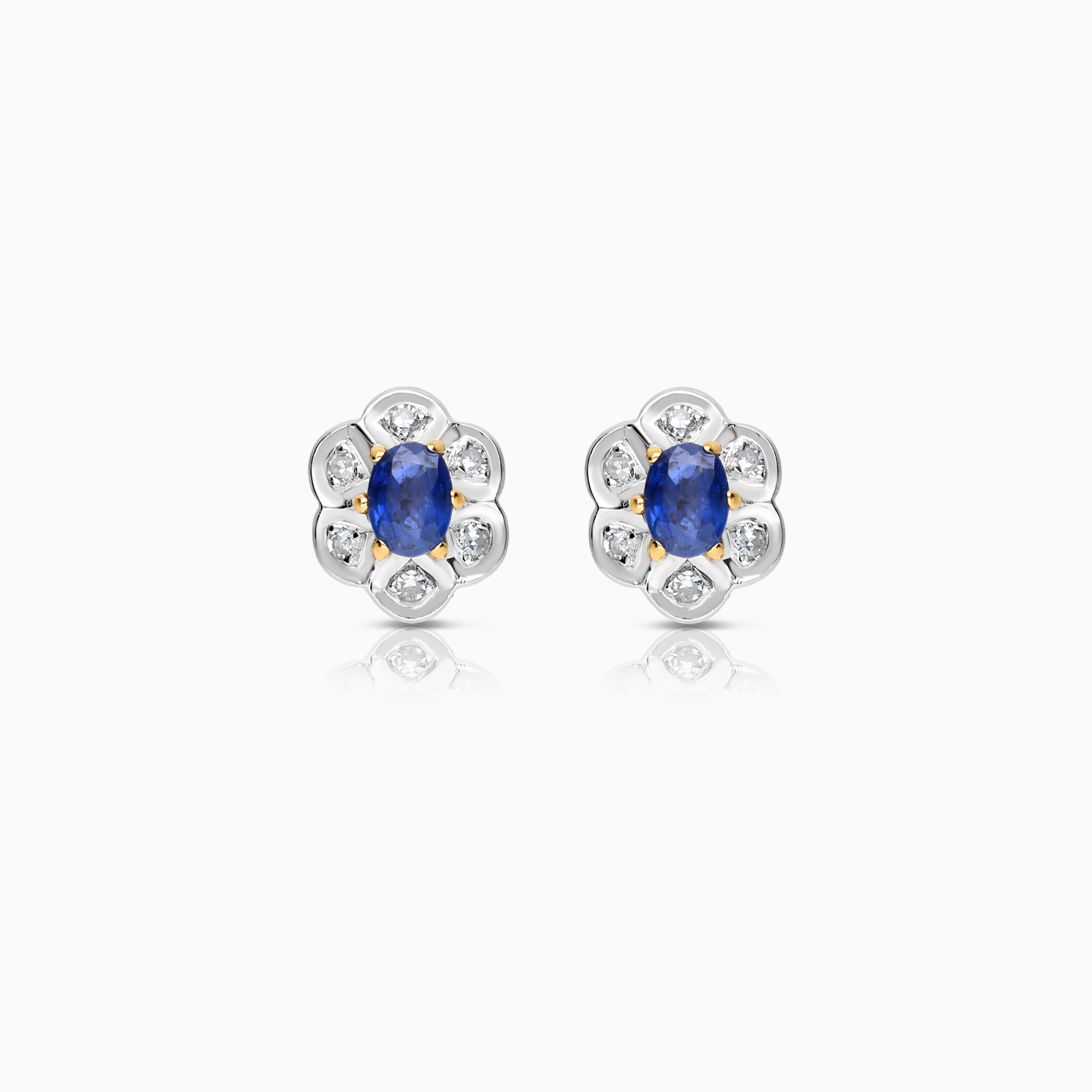 Safirörhängen med diamanter 0,12ct 18K guld