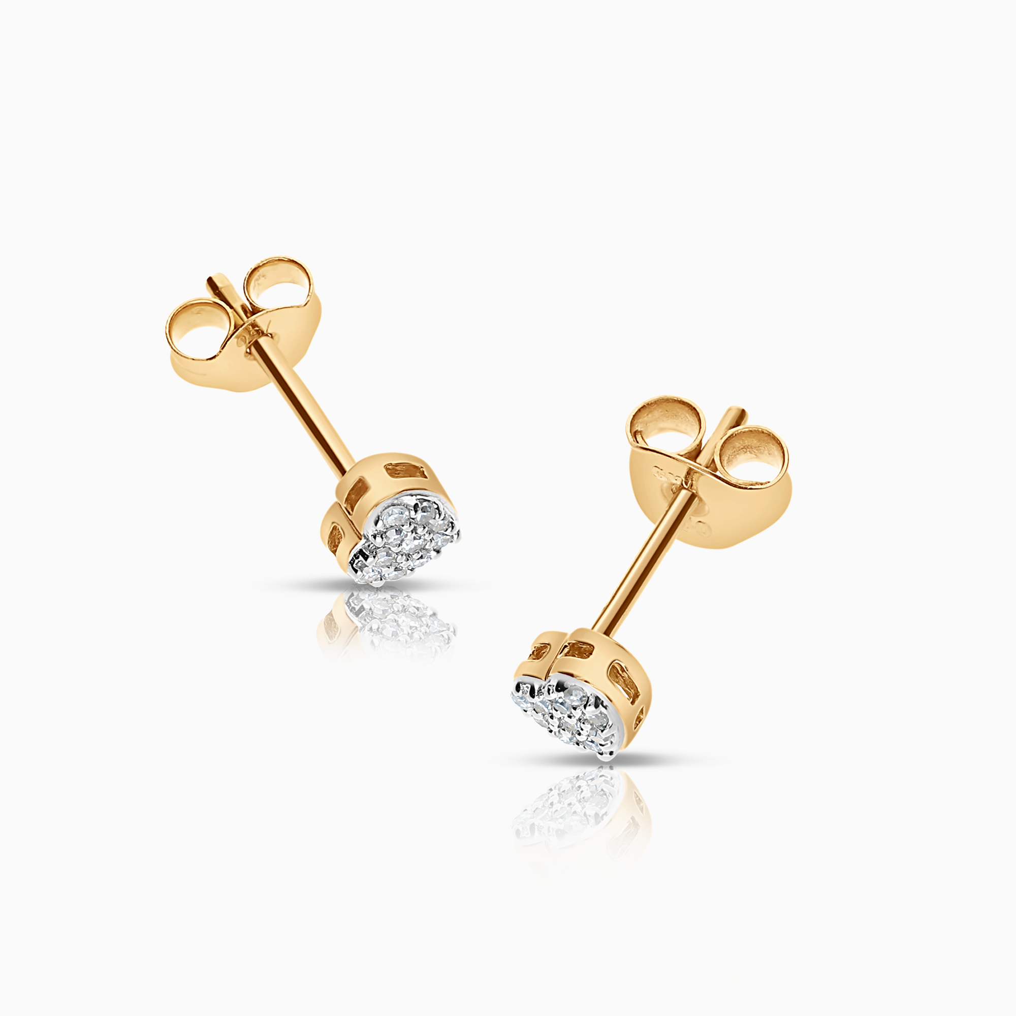 Diamond heart earrings 0.06ct 18K gold