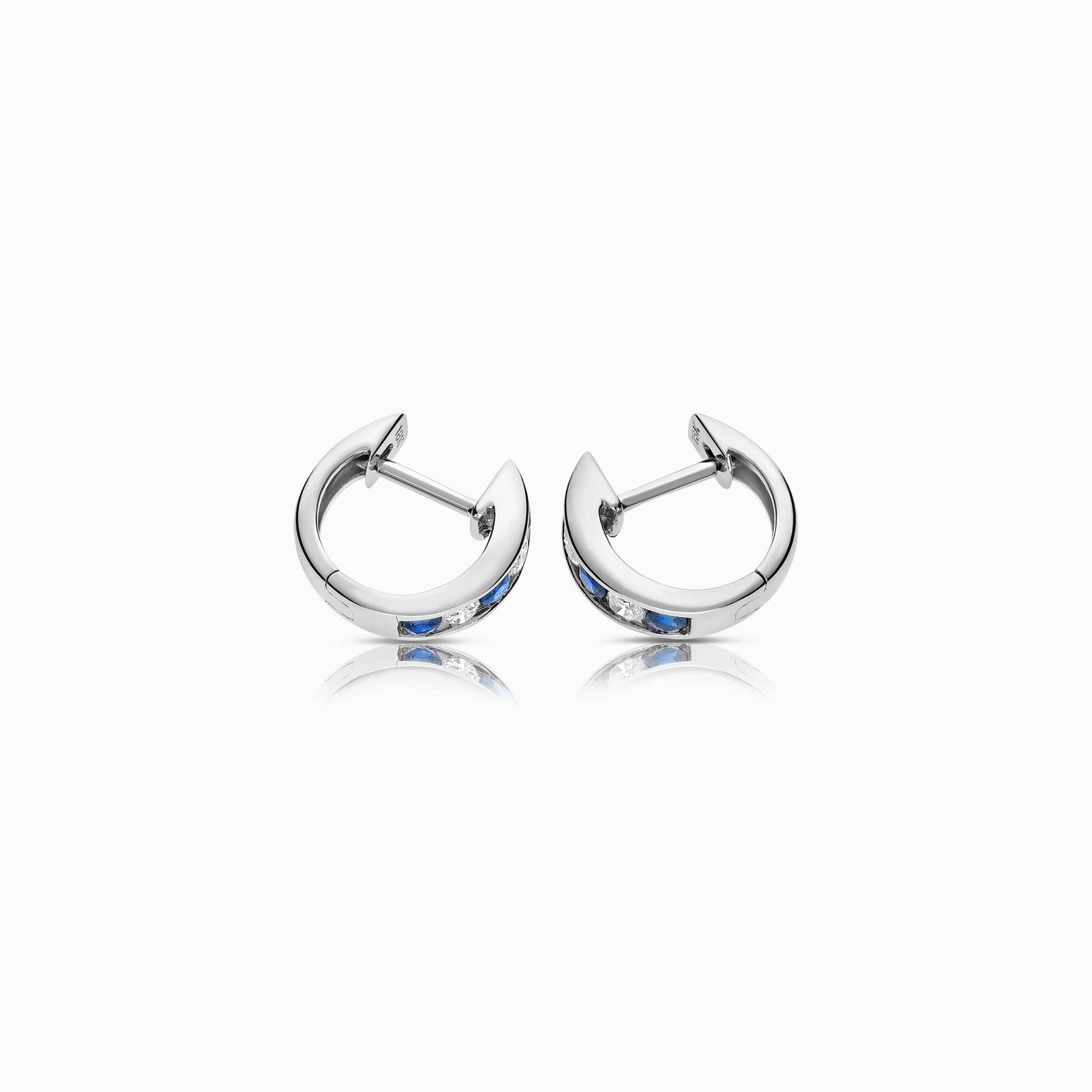 Sapphire earrings with diamonds 0.16ct 18K white gold