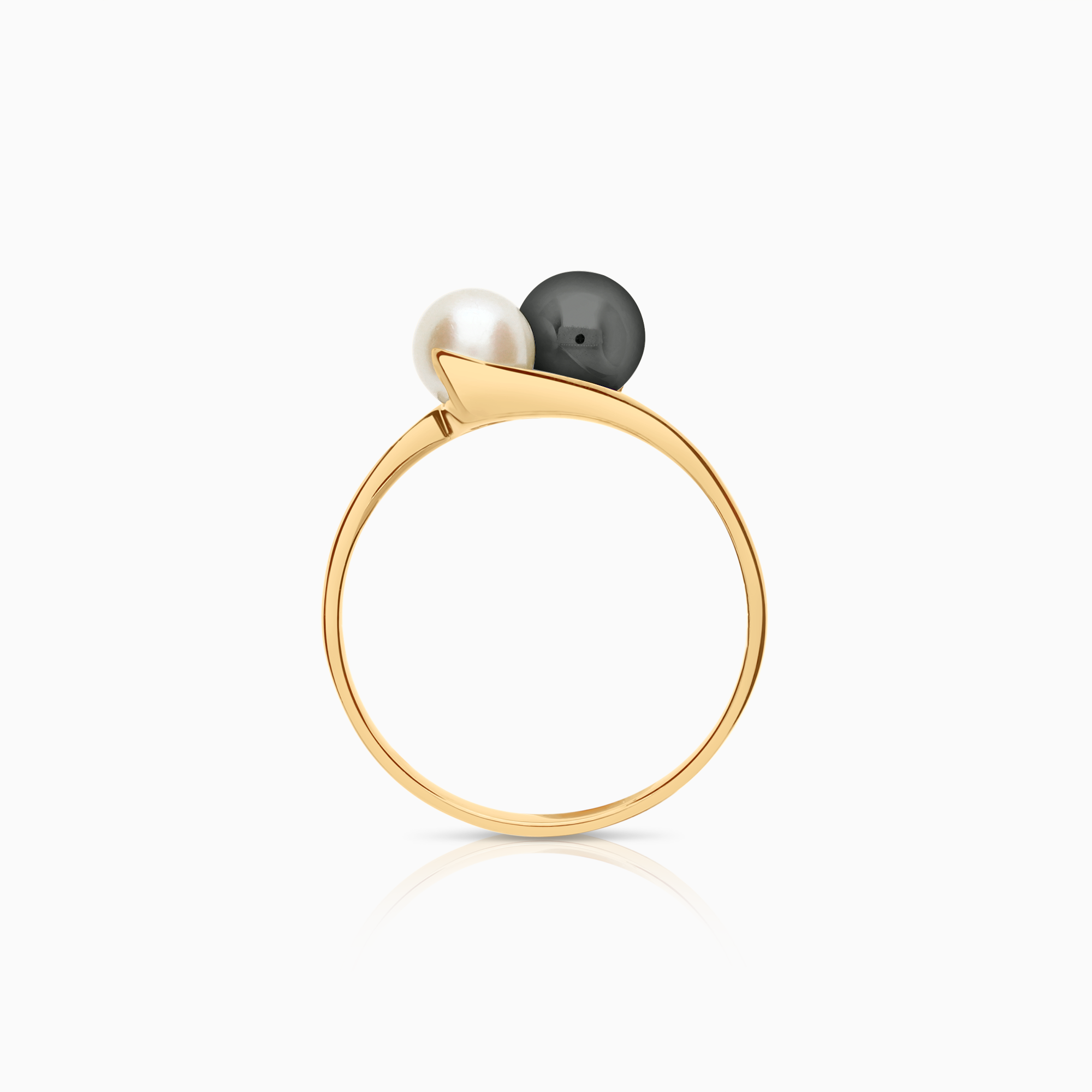 Guldring med pärla och hematit 1,35g 18K guld